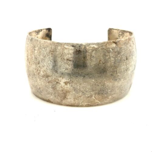 Vintage Signed Ben J. Chavez Navajo Sterling Hammer Works Wide Cuff Bracelet 7