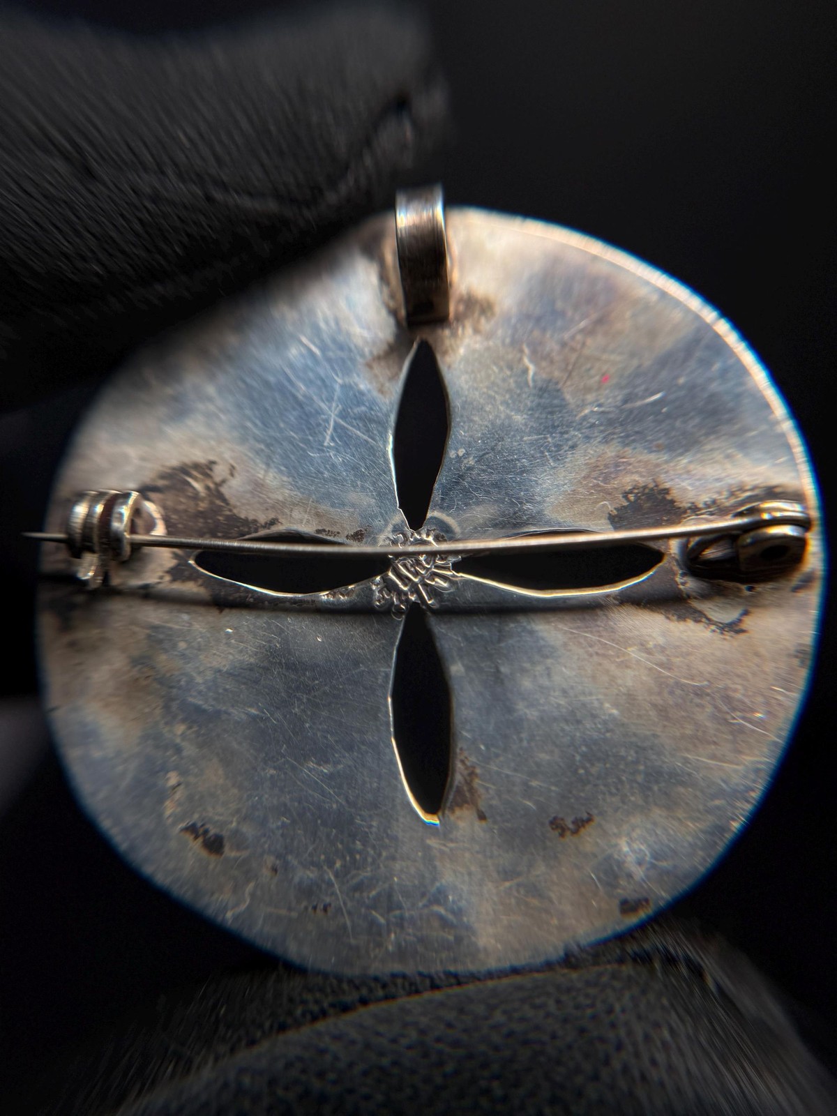 Taxco EMI Sterling Silver Abalone Sand Dollar Brooch Pendant Mexico