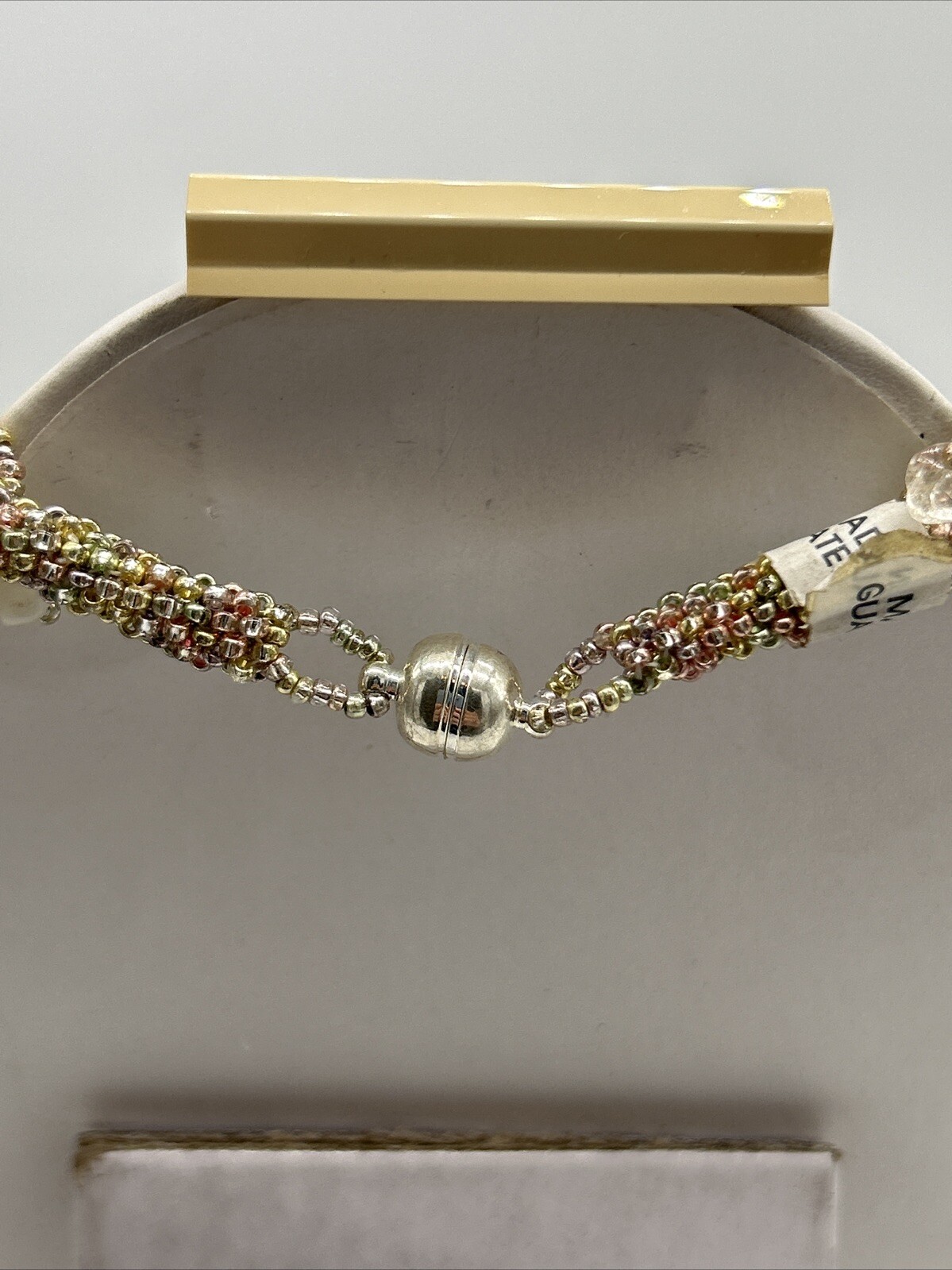 VTG Multicolor Cascade Necklace Woven Bead Crystals w/ 925 Earrings – Guatemala
