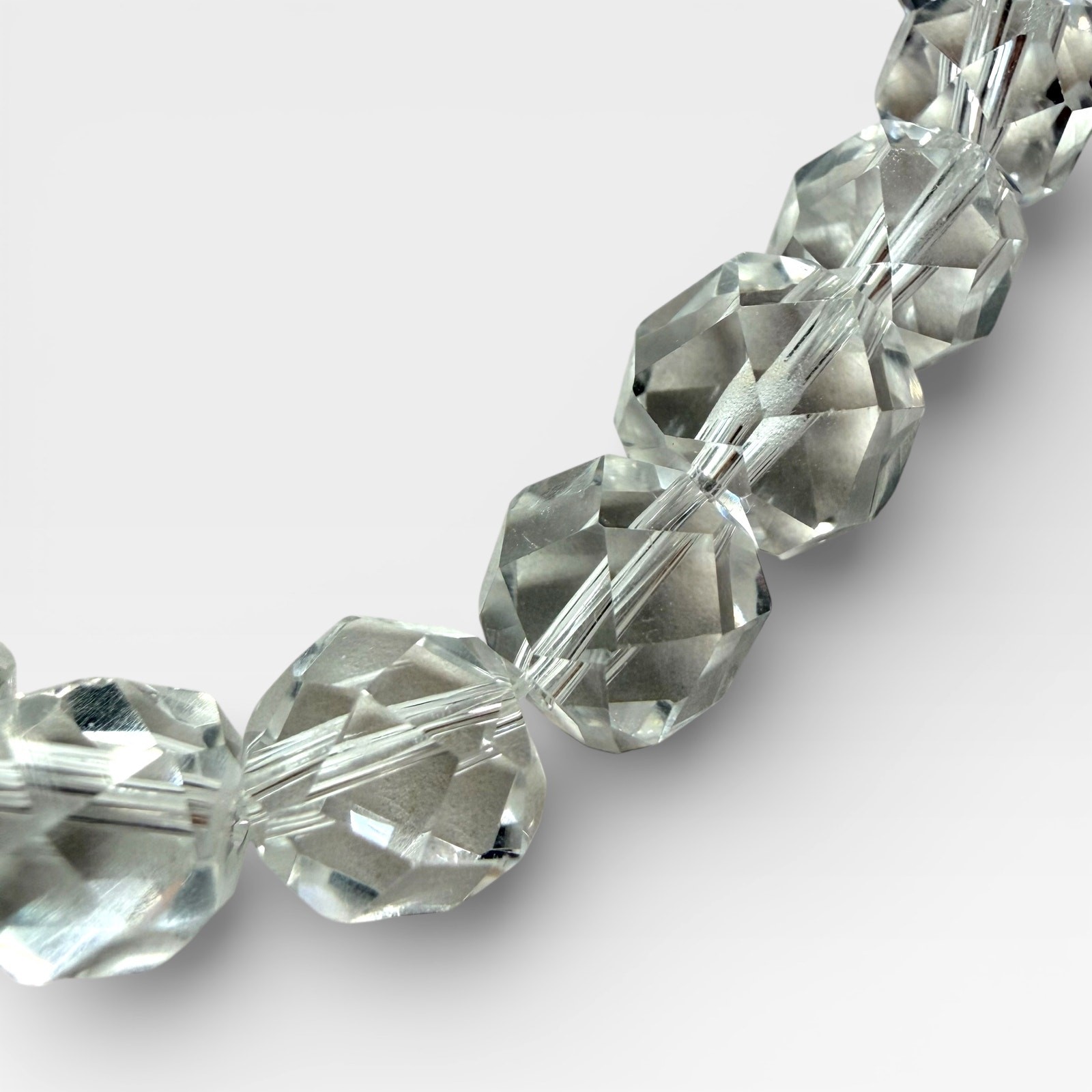 Vintage Clear Faceted Glass Bead Necklace, 18in Choker Hook Clasp As Is