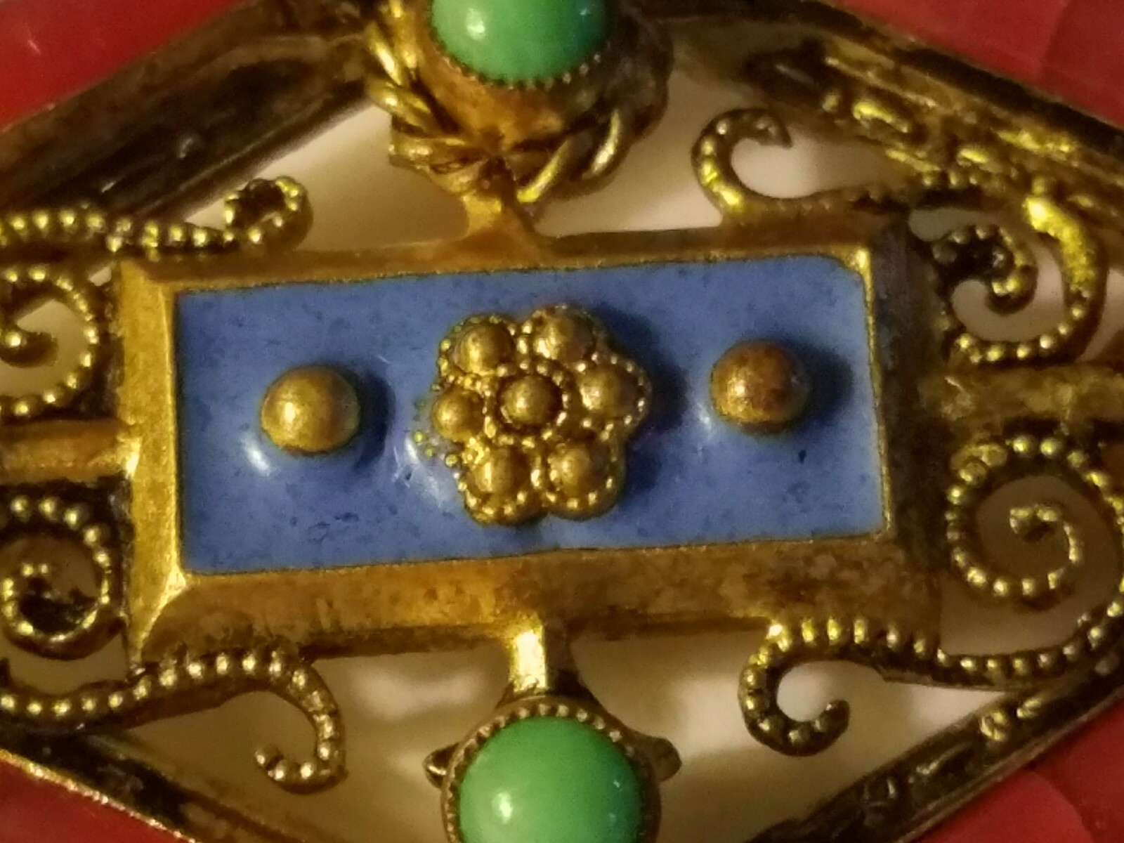 Antique Victorian or Edwardian Brooch with Safety Pin Clasp 1 5/8 x 1 Inches