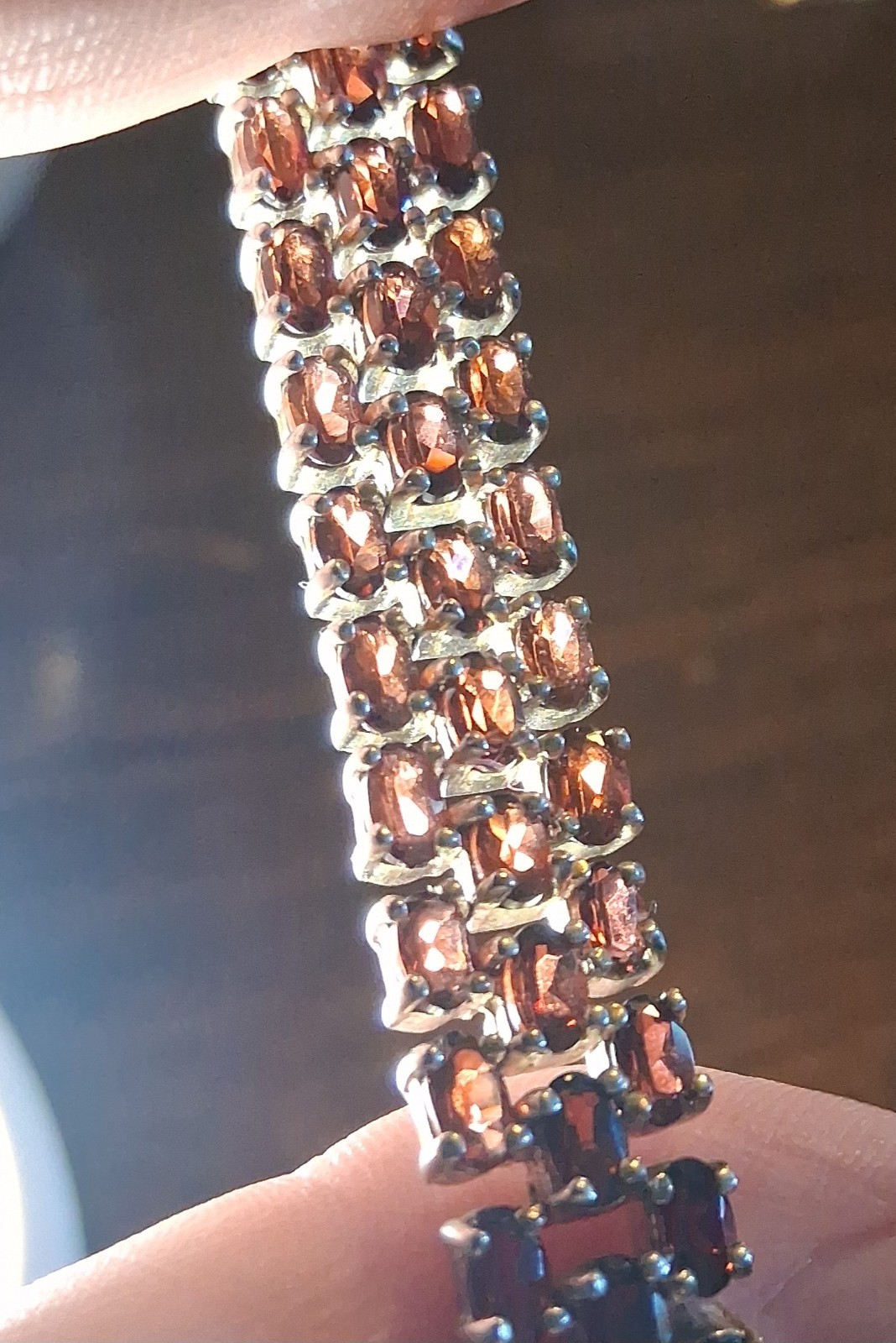 Vintage 1990s Sterling Garnet CZ Tennis Bracelet 37grams See Pics/Description