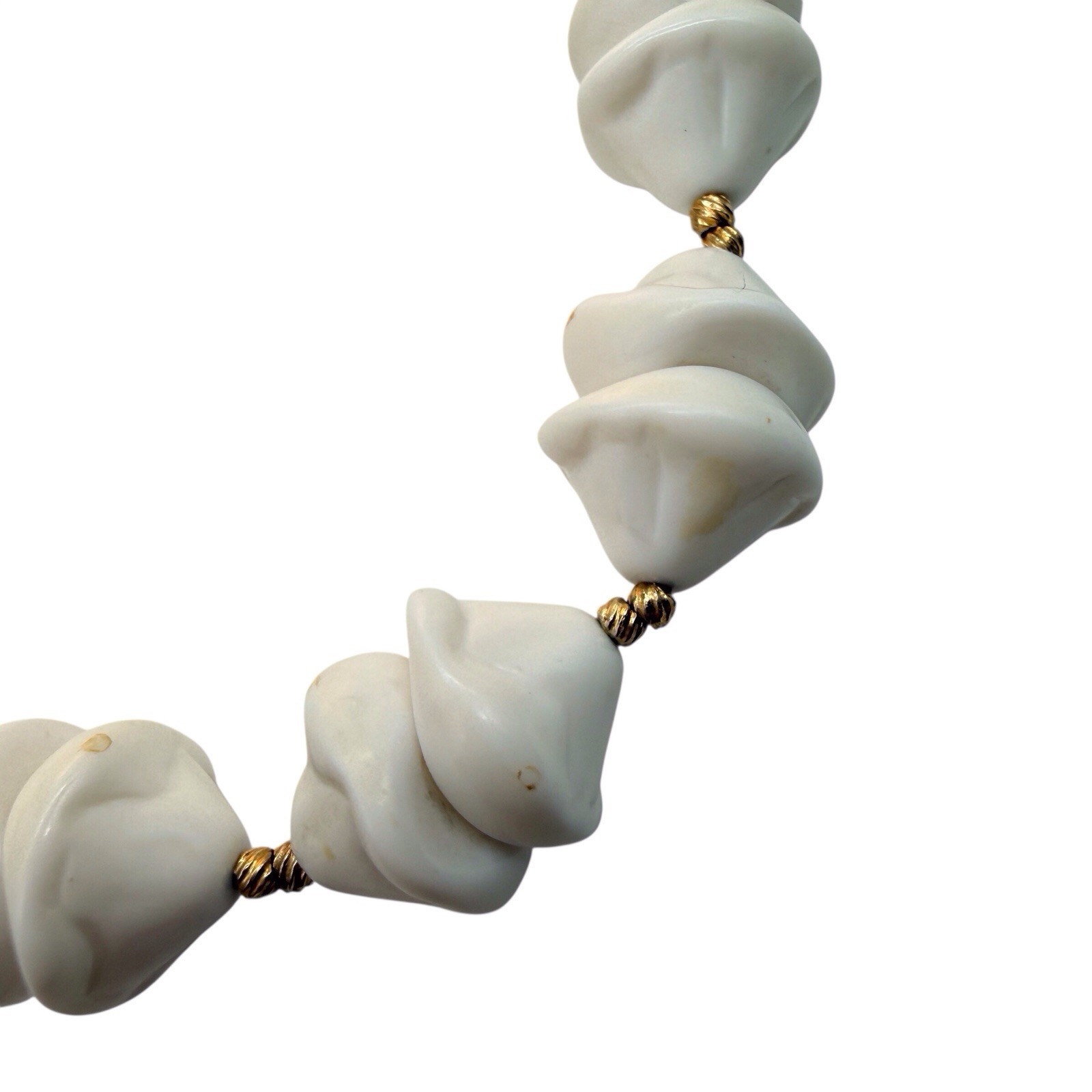 Vintage Haskell Style Choker Necklace Chunky White Molded Lucite Beads 50s 60s 5