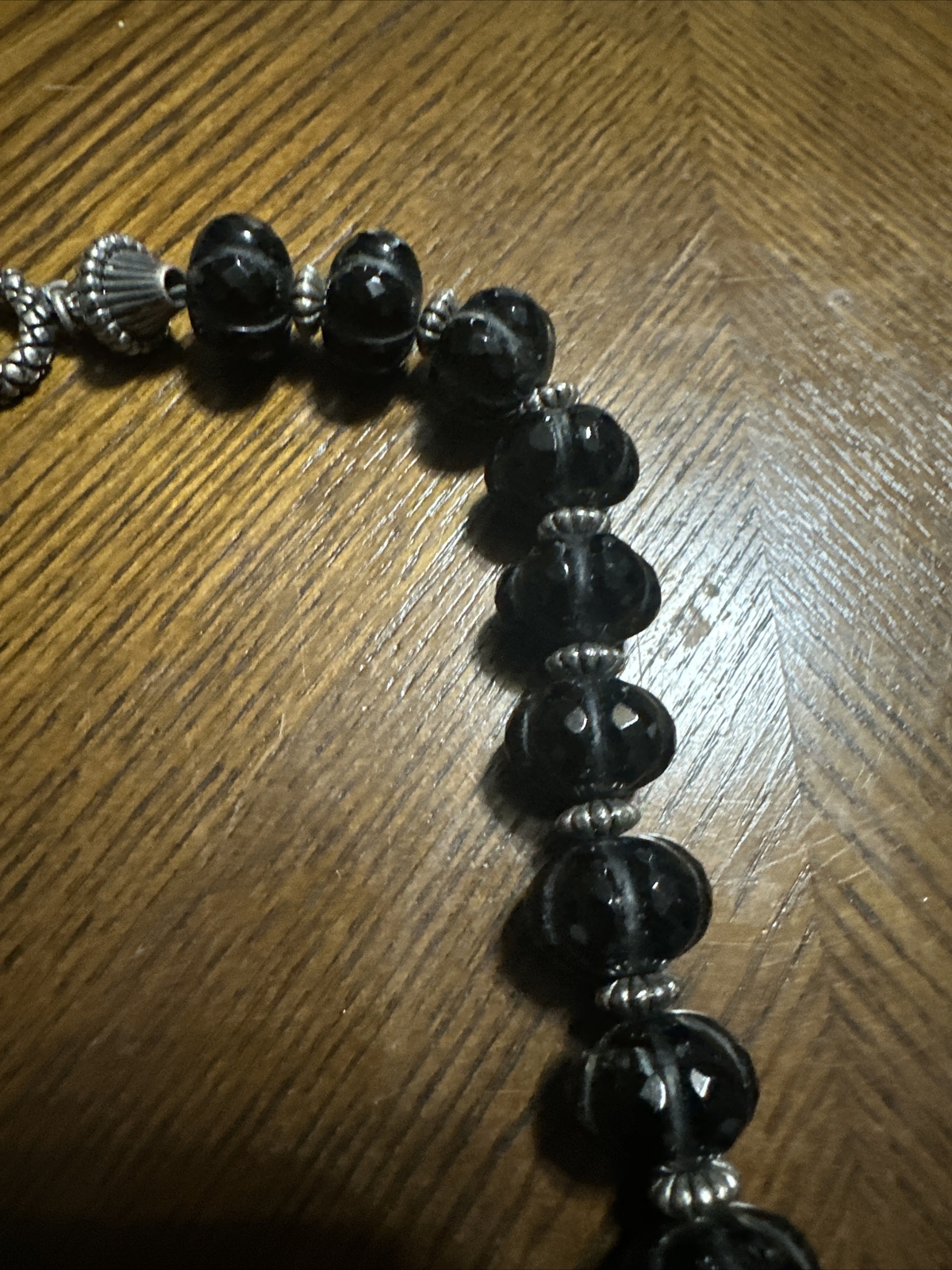 Vintage Dian Malouf Sterling Silver Stone Bead Statement Necklace 20”