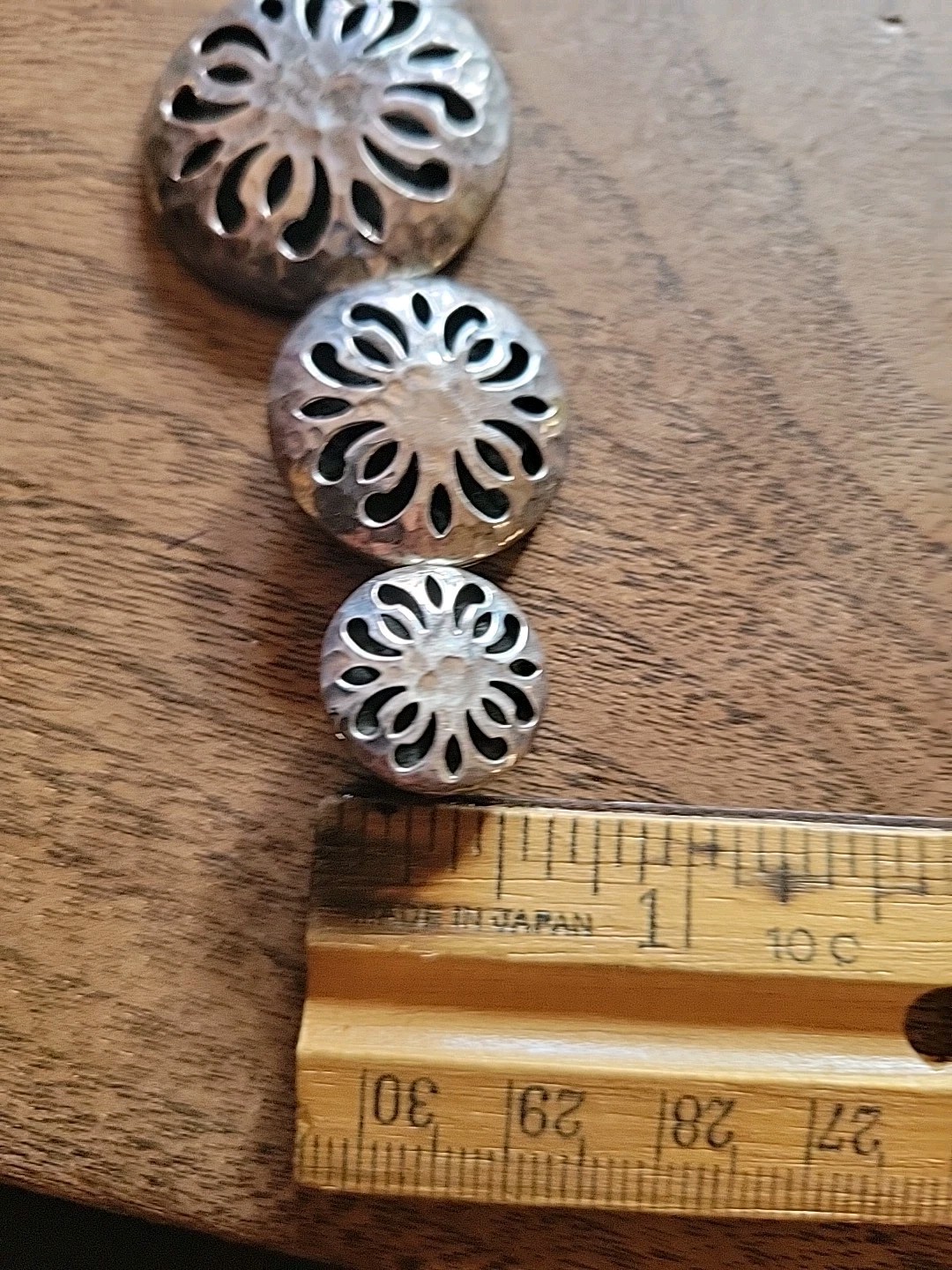 Vintage ATI MEXICO Sterling Silver Hammered Floral Cutout Discs Pendant