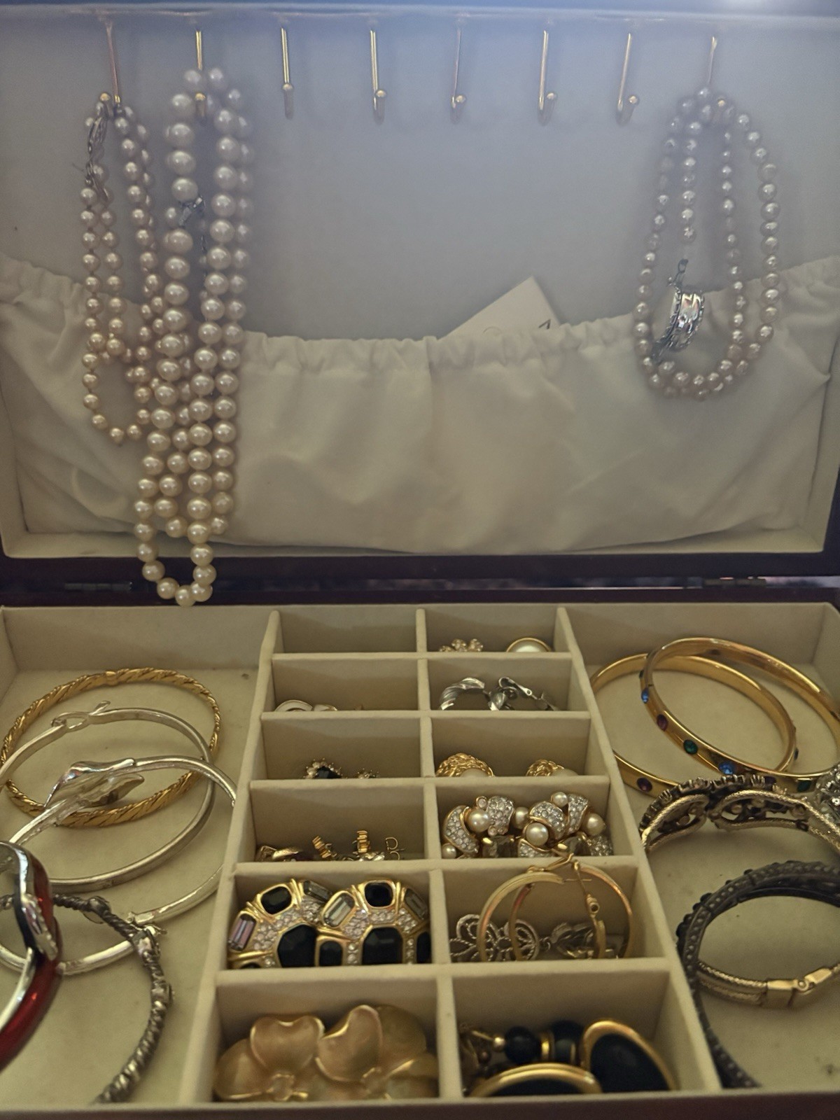 7 Tier Jewelry Box Full Of Trifari , Avon, Coro, Napier, Swarovski And Unbranded