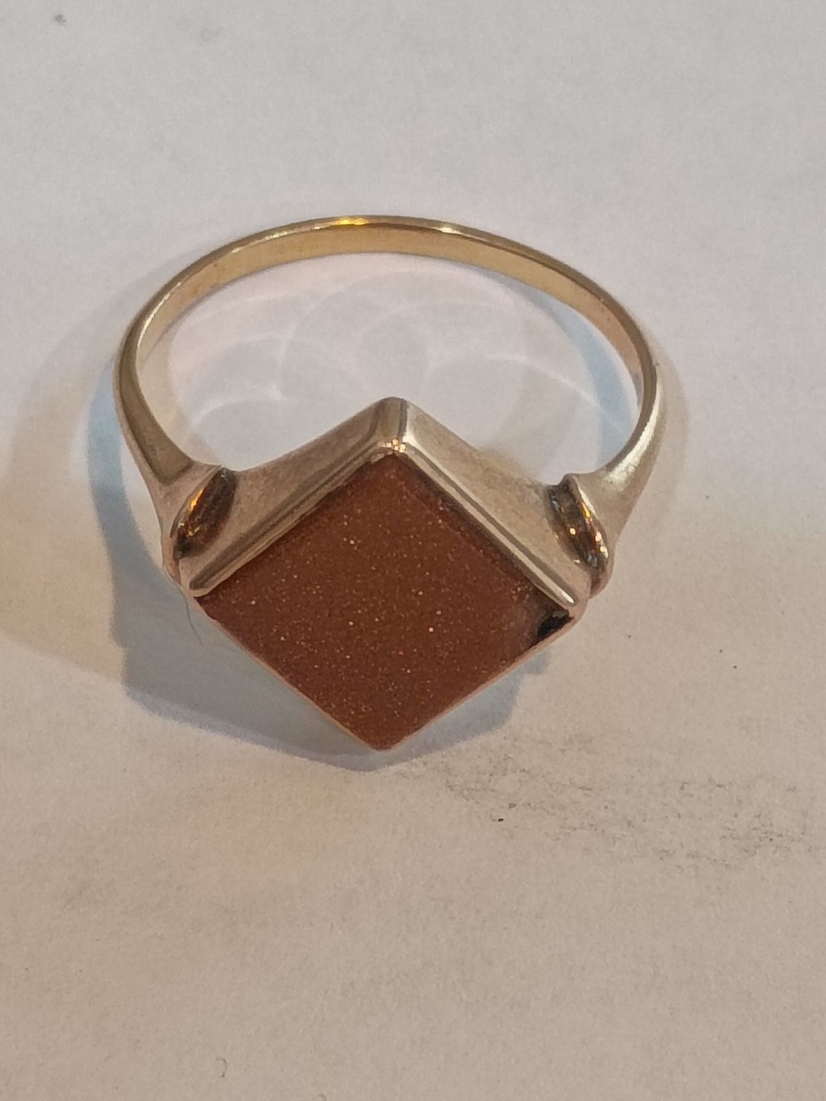 Antique Circa 1900 14K Yellow Gold And goldstone Ring Sz 9
