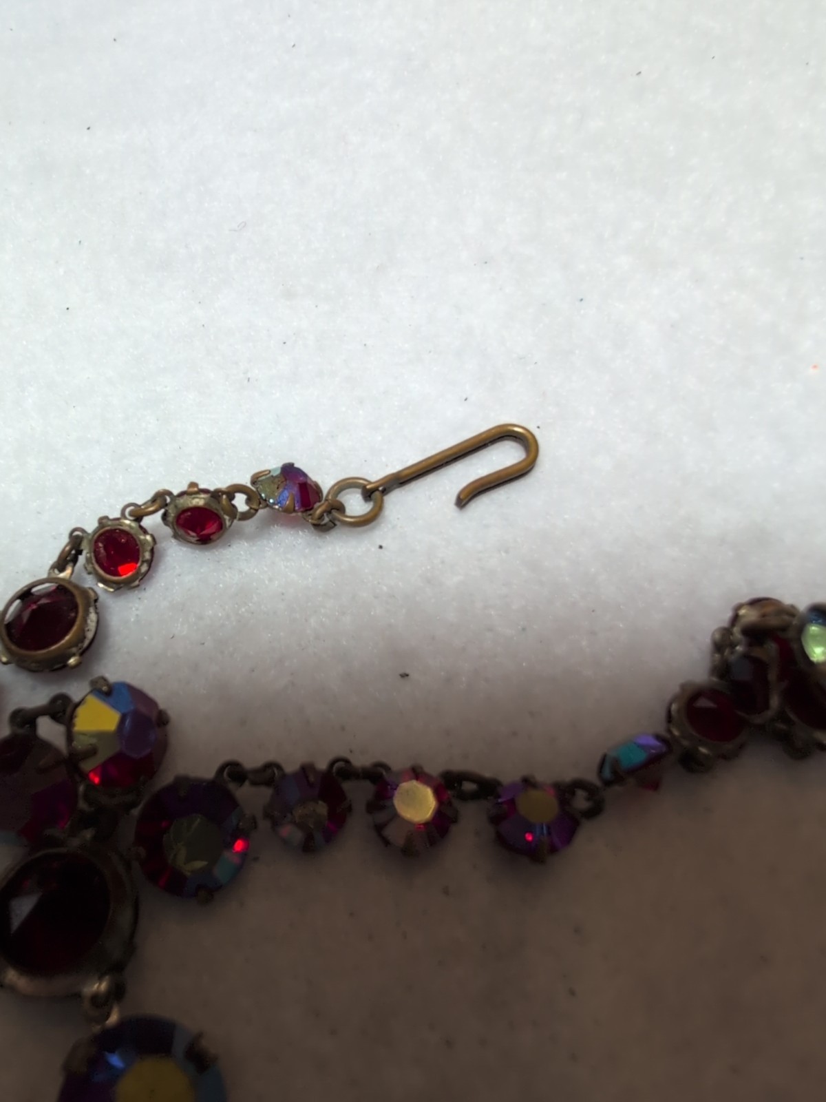Vintage Riviere Red AB Crystal Choker With Open Back Bezel And Prong Set