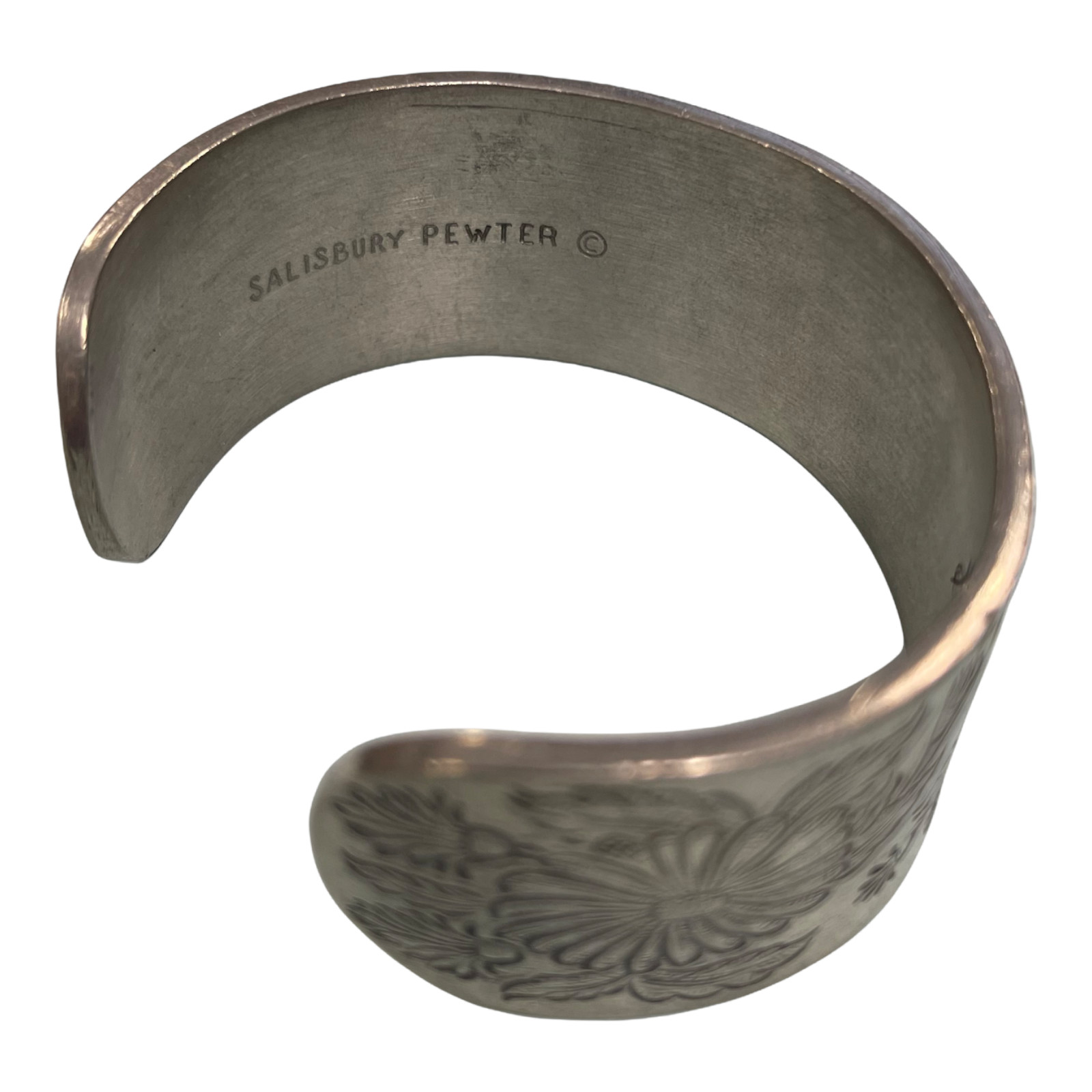Vintage Salisbury Pewter Cuff Bracelet September Aster Birthday Birth Flower