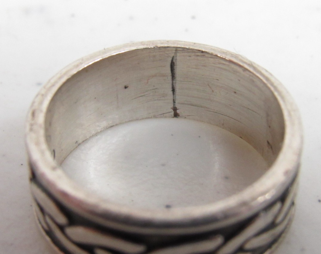 Vtg Taxco 5.3G Sterling Silver Twisted Rope 8mm Band Ring Sz 5.5