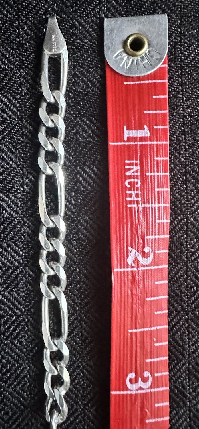 Vintage 925 Italy Silver Figaro Link 20” Necklace 24 grams by ka 1772