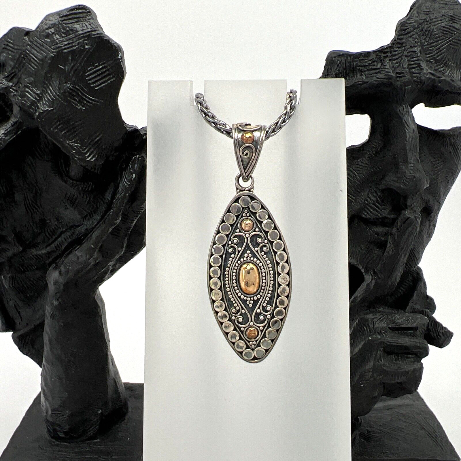 Ster Silver 18K BA SUARTI BALI INDONESIA 2.6mm Wheat Spiga Chain 18″ Necklace