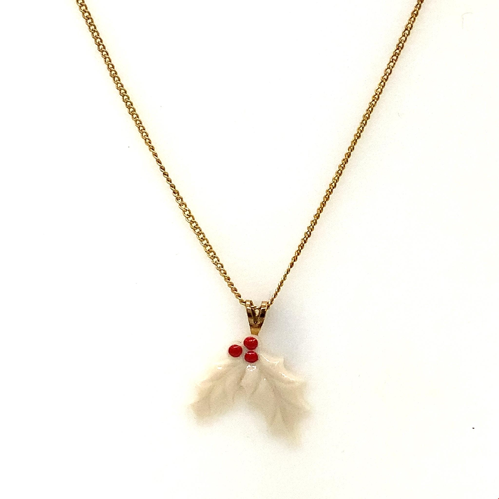 Vtg 14k Gold Filled Lenox Handcrafted Christmas Holiday Pendant Necklace 18 3/4