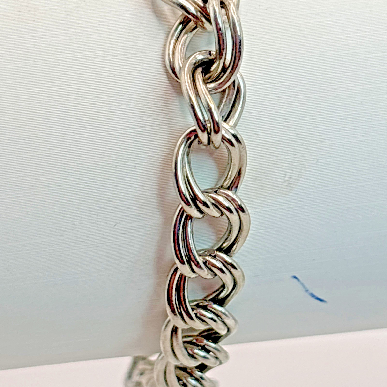 .925 Sterling Silver 8.25mm Double Link Chain 7.25″ Starter Charm Bracelet