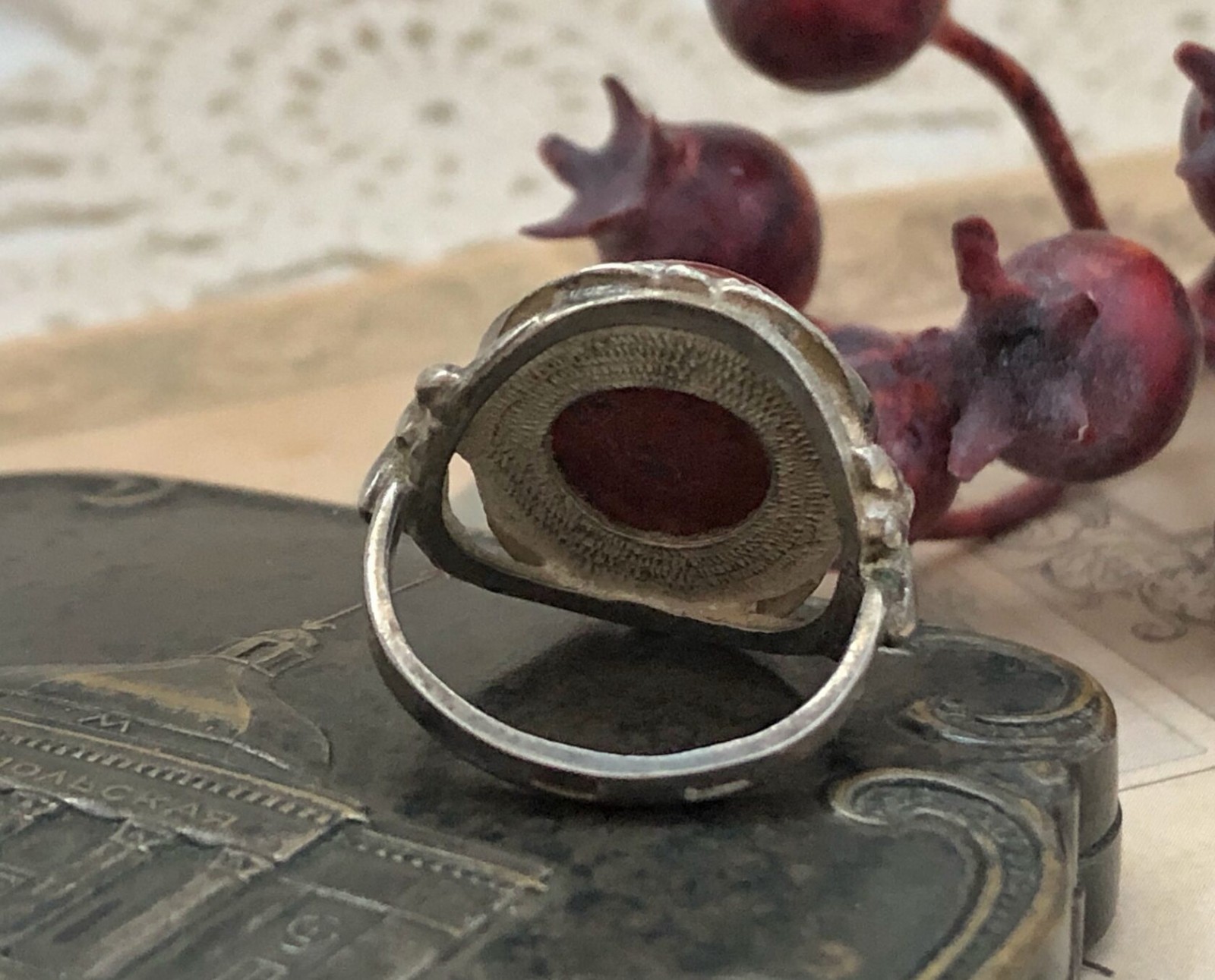 Nice Estate Jewelry Soviet Vintage Jasper Ring Sterling Silver 925 USSR Size 7