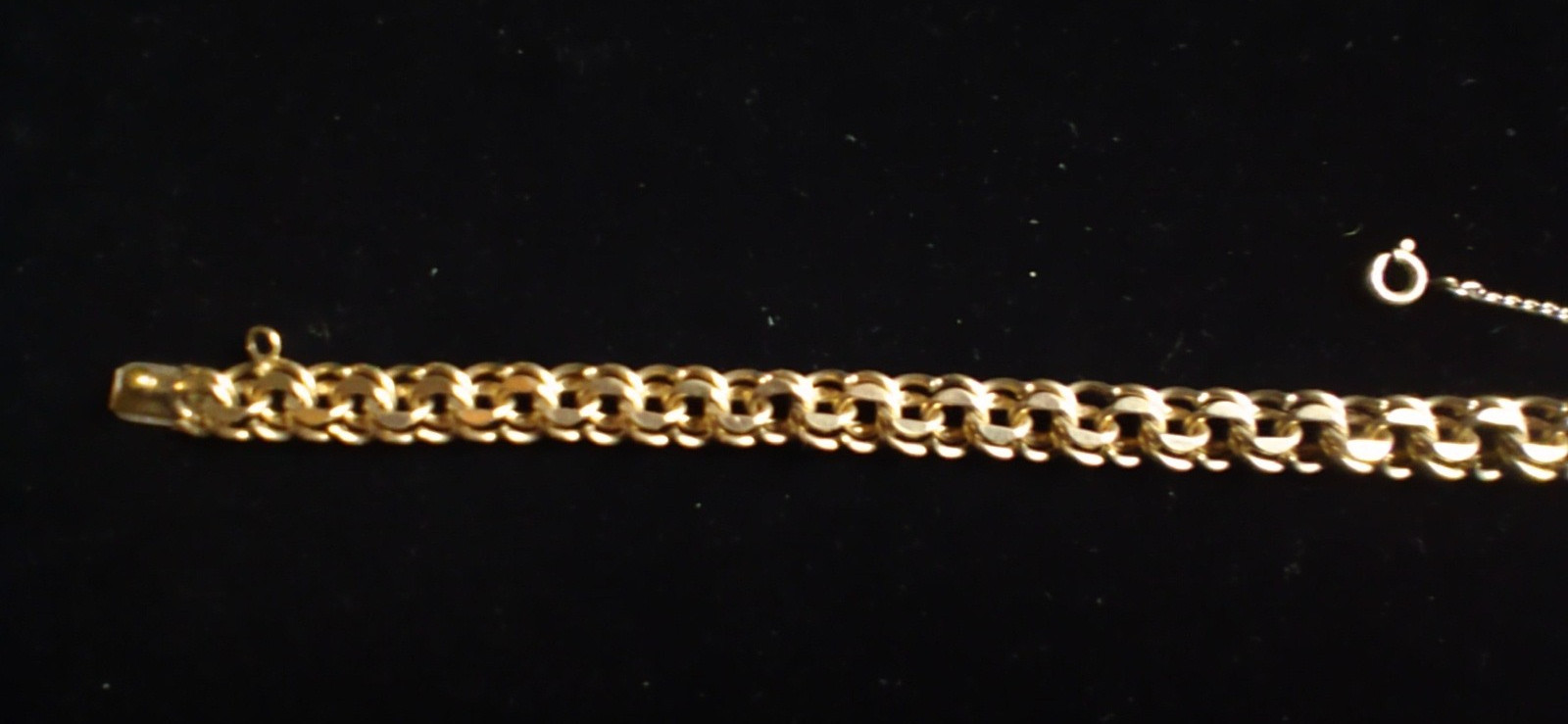 Vtg 12K GF Heavy Double Link Bracelet Safety Chain Locking Clasp 7.5″ 12.8g