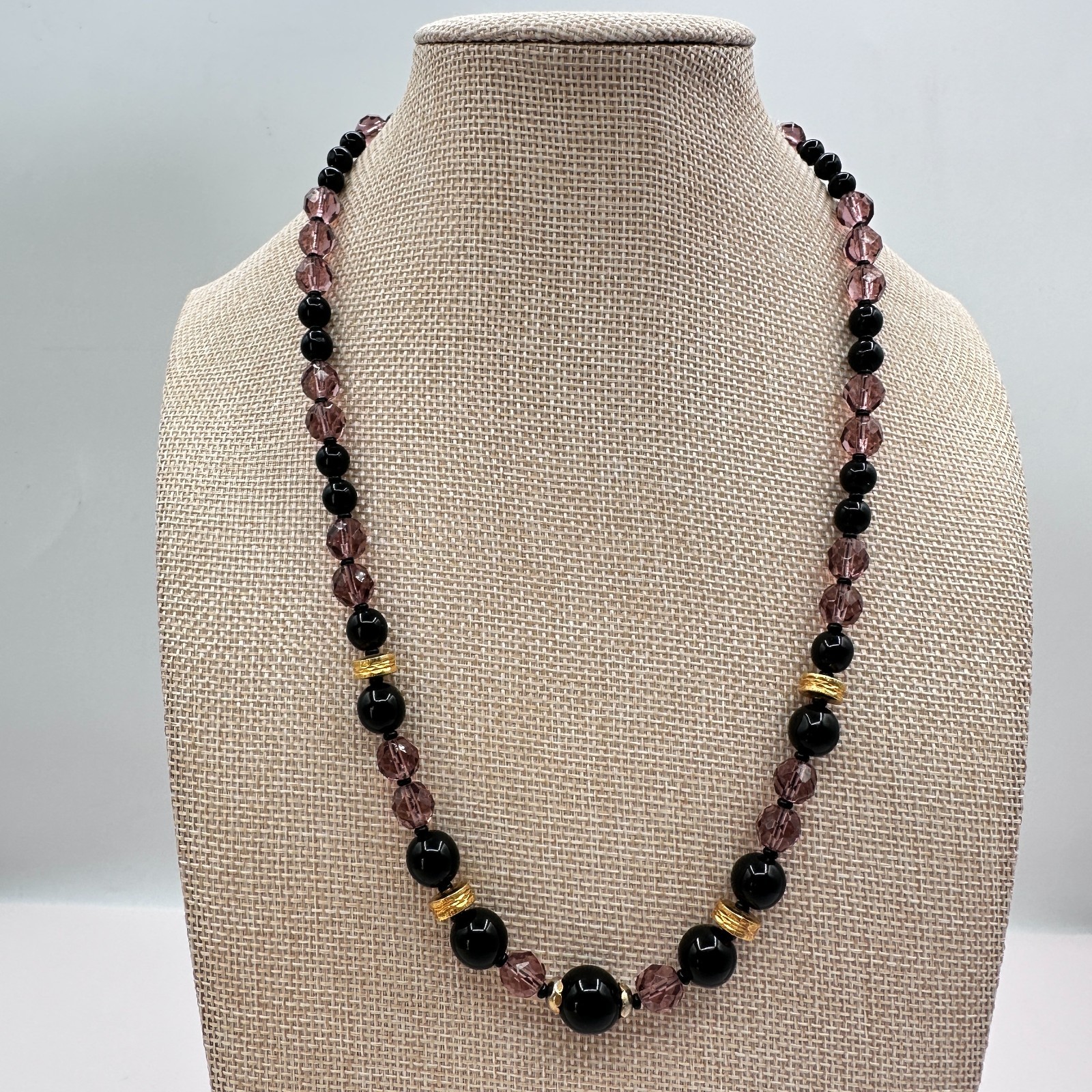 Vintage 90s Gold Tone Beaded Statement Necklace Boho Women’s Classic Jewelry