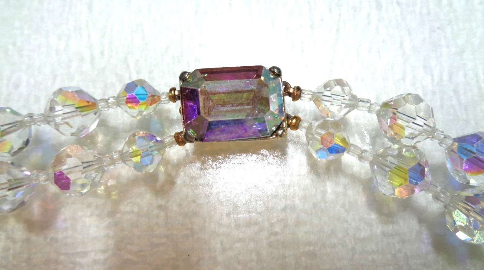 Vintage, Iridescent Faceted Glass Beads, Two-Strand Necklace.