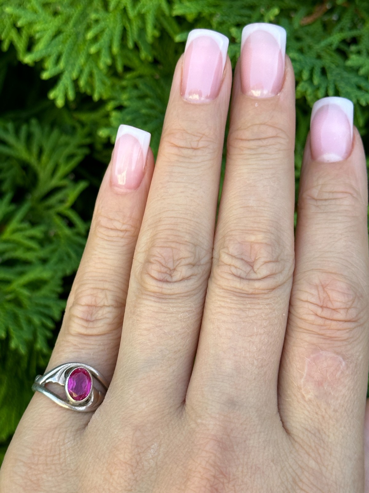 USSR Ring Woman Silver 925 Vintage Jewellery corundum (ruby) – 17.5mm