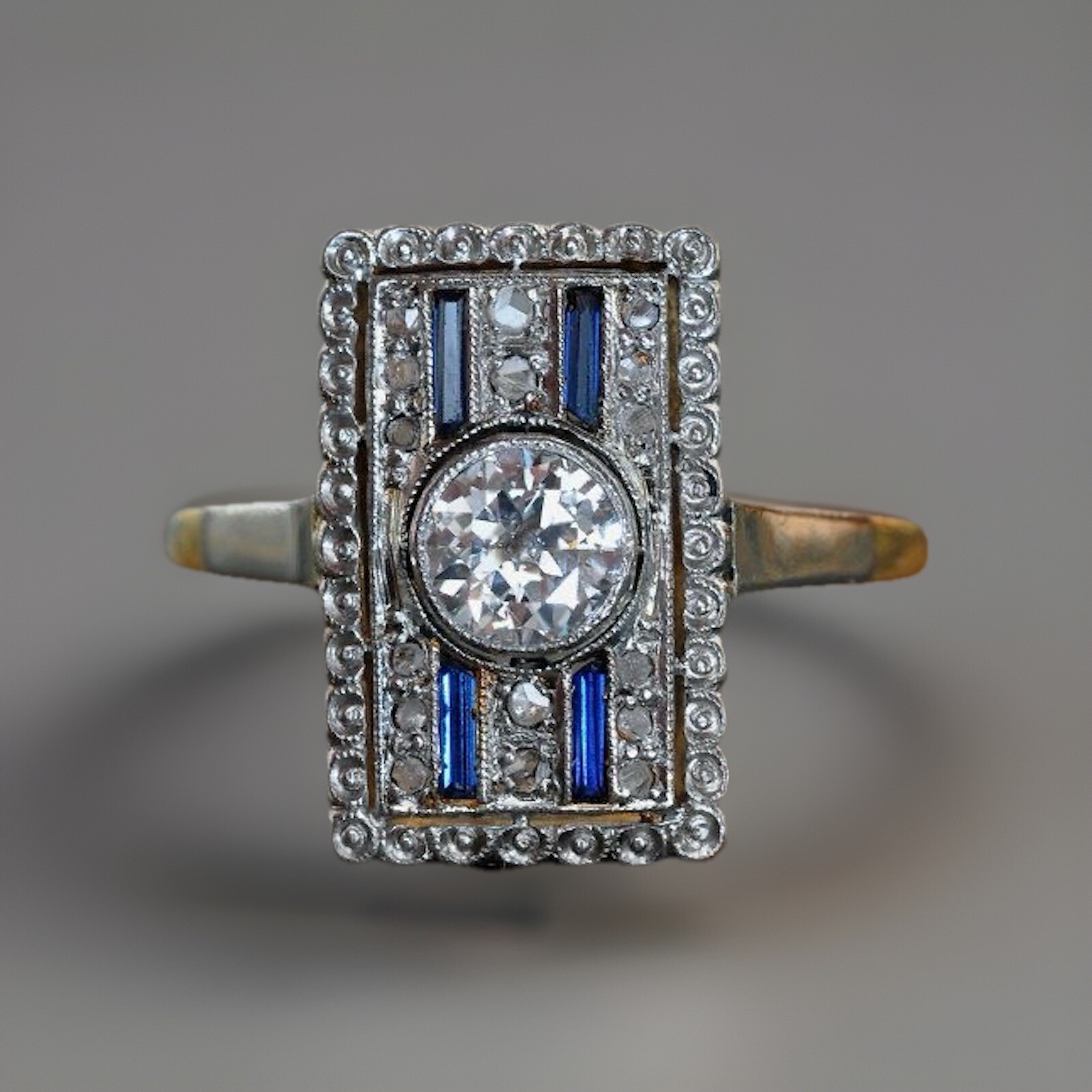 Art Deco 1.0 Ct Bezel Set Round Moissanite Glam Boho Right Hand Engagement Ring
