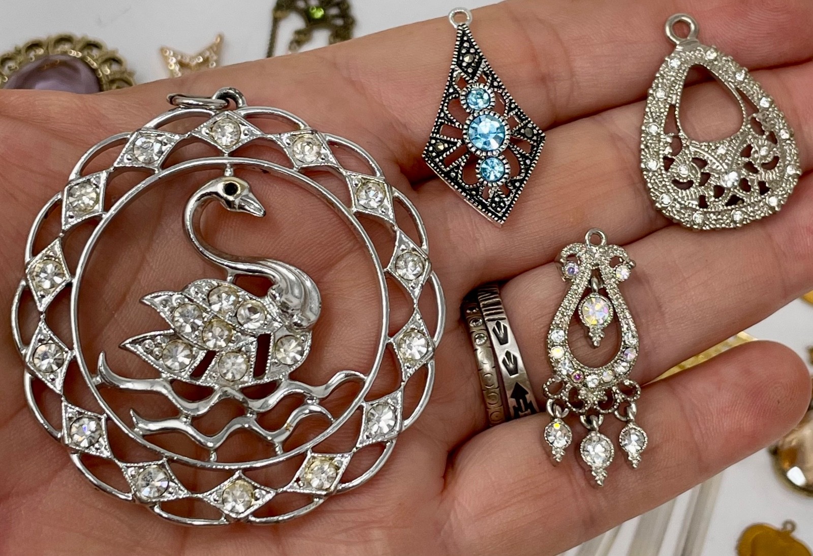 Lot Vtg & Modern Victorian Art Deco Style Pendants Findings Jewelry Craft Jn