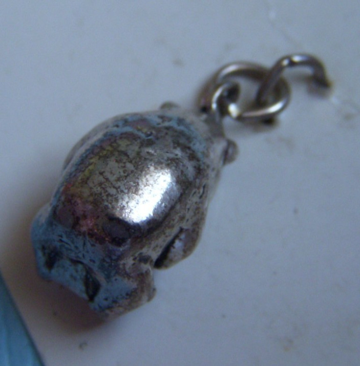 Vintage panda holding bamboo sterling charm