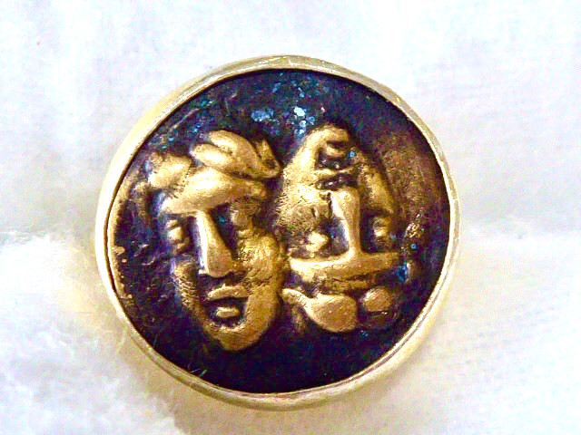 VINTAGE CUSTOM STERLING SILVER 925 GOLD TONE DOUBLE FACE COIN RING SIZE 4.25