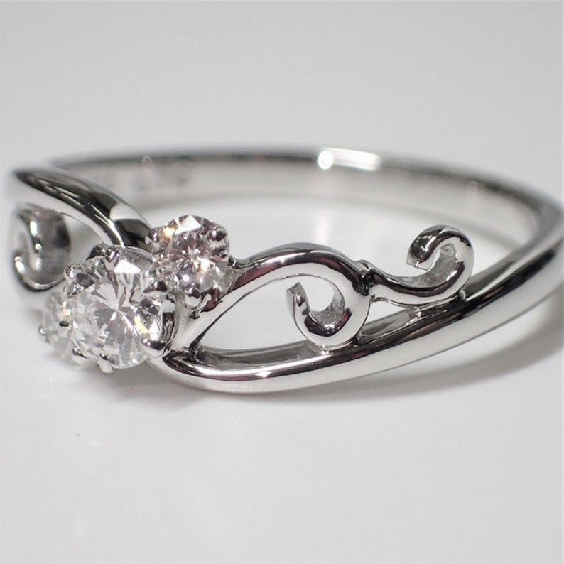Art Deco Style Round Cut Lab Created Diamond 14K White Gold FN Engagement Ring
