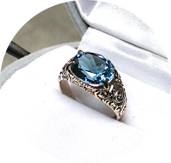 Estate – LONDON BLUE Blue Topaz Ring – Solid 14K Yellow Gold – Sz 6.75…