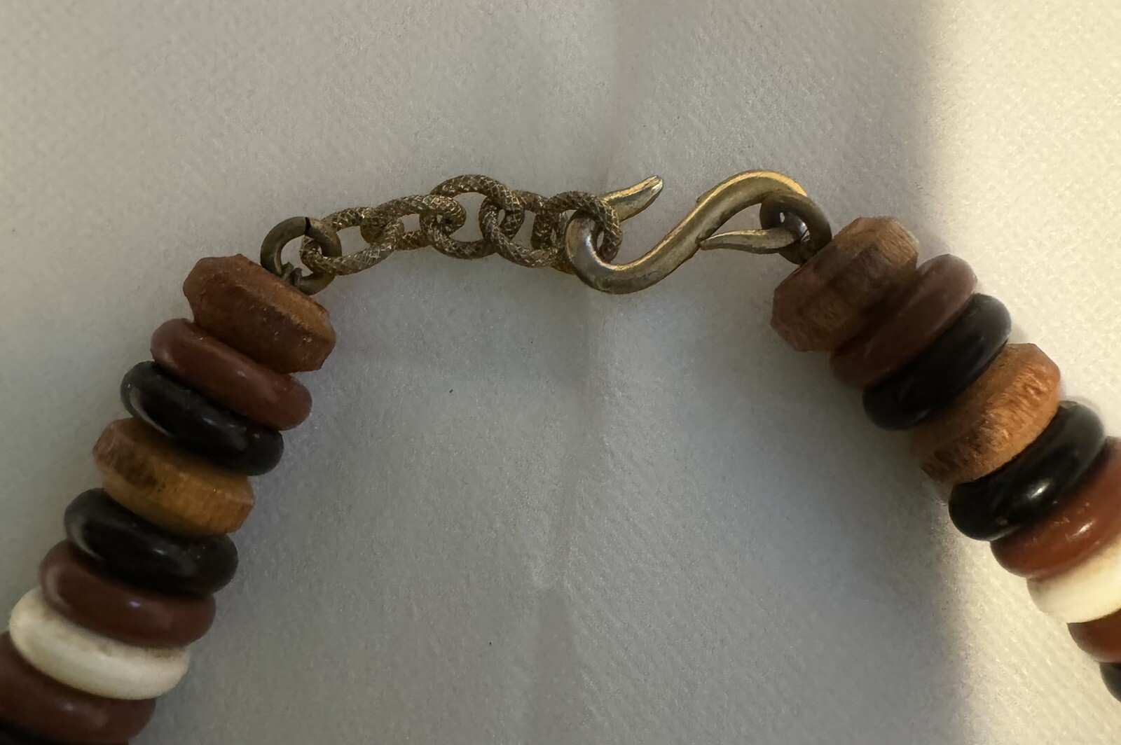 Vintage Tribal Boho Ceramic, Wood and Plastic Necklace Appx 25 Inches