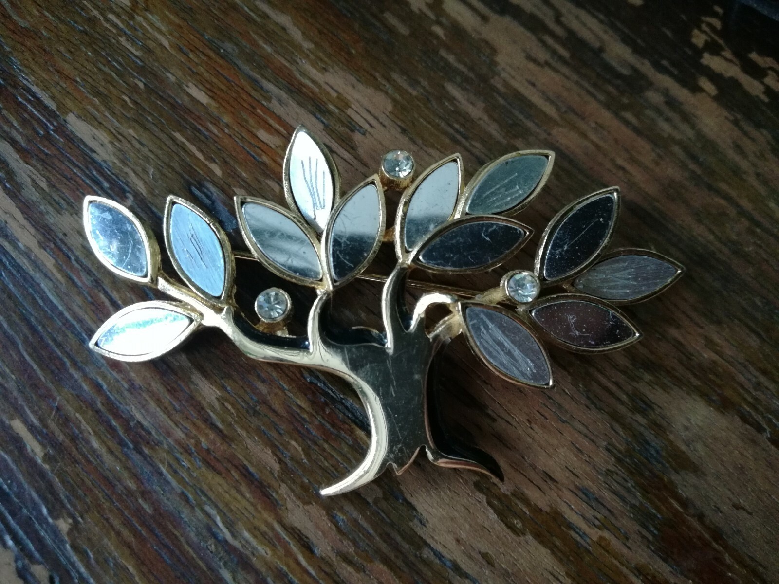 Vintage Orena Paris Tree of Life Gold Tone Brooch Pin Trombone clasp