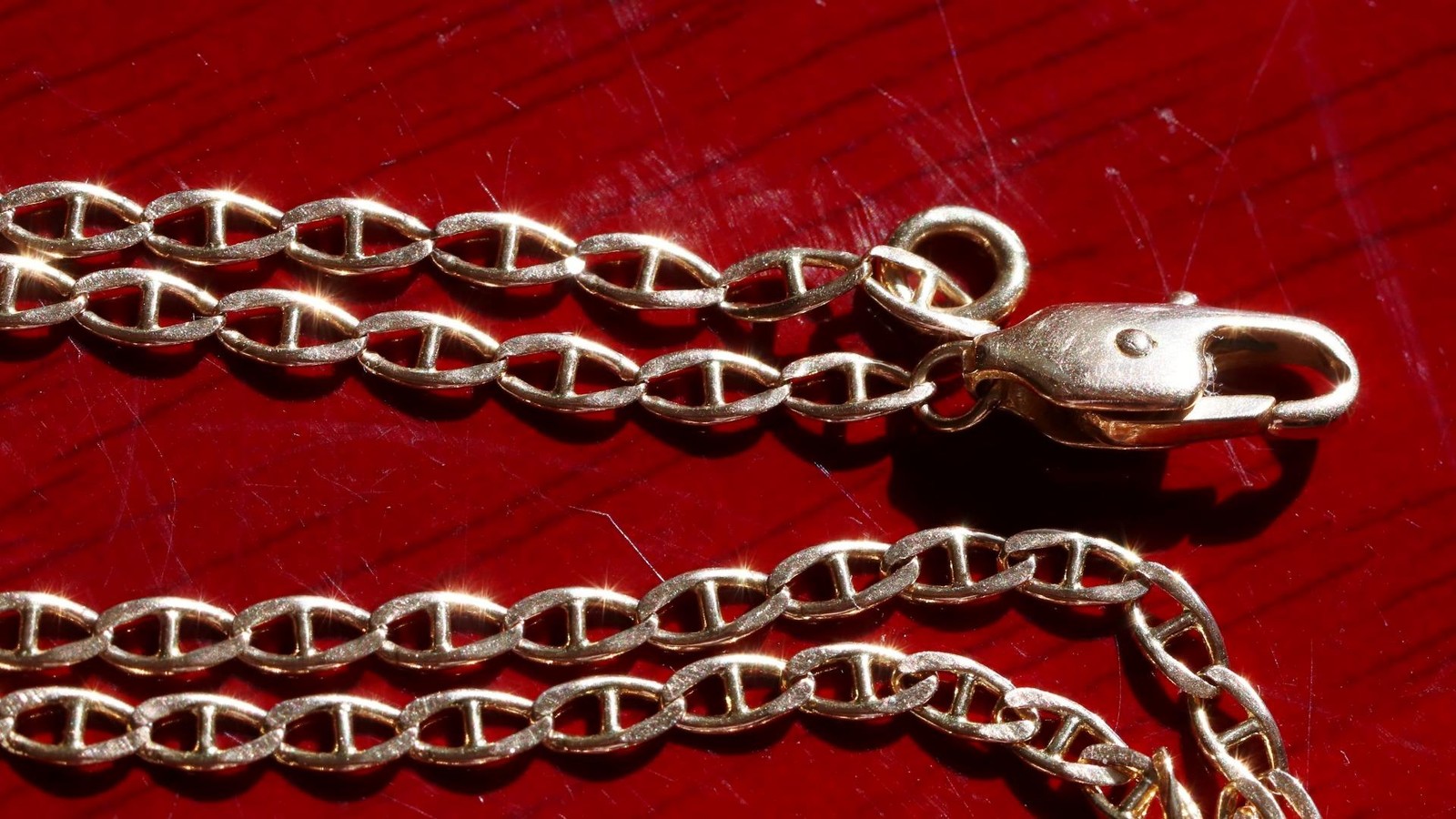 14k yellow gold necklace 18.75″ anchor / mariner link chain vintage 4.25gr N3642