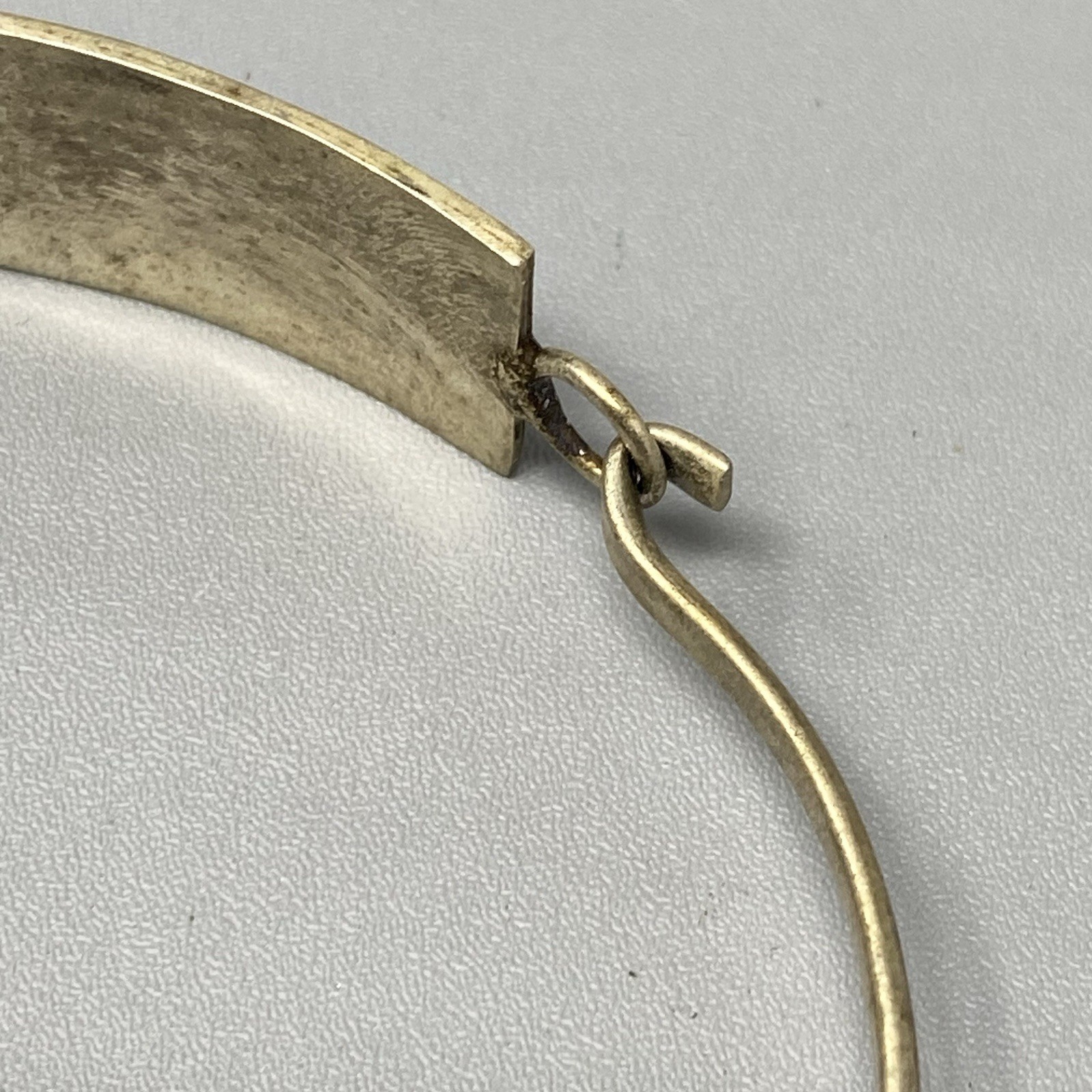 Vintage Turquoise Inlay Kokopelli Bangle Mexico Silver Unsigned Hook Clasp 7.25″