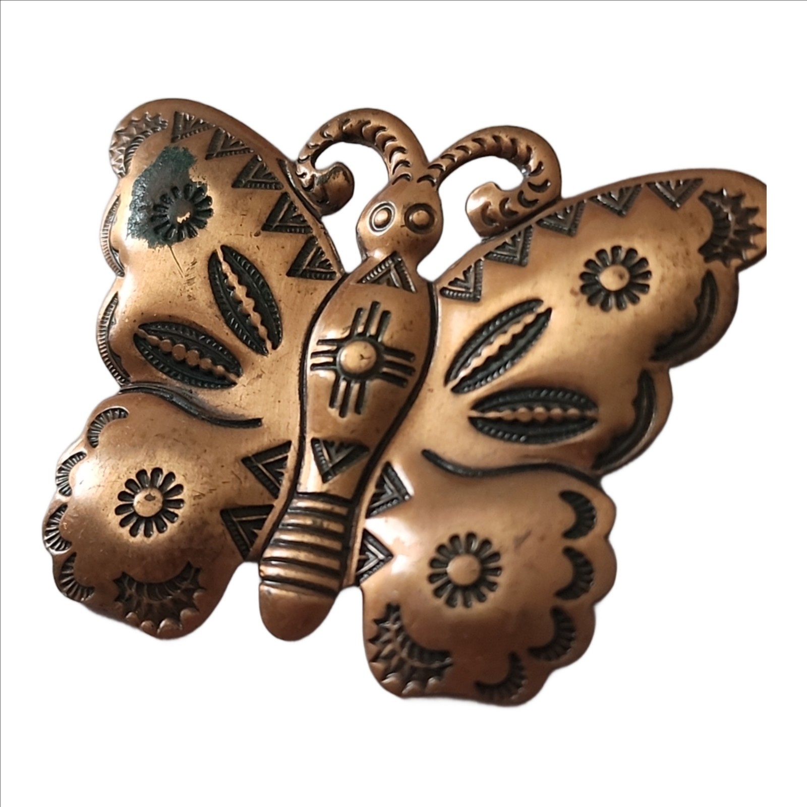 Vintage 1940 Post Native American Western Copper Butterfly Brooch
