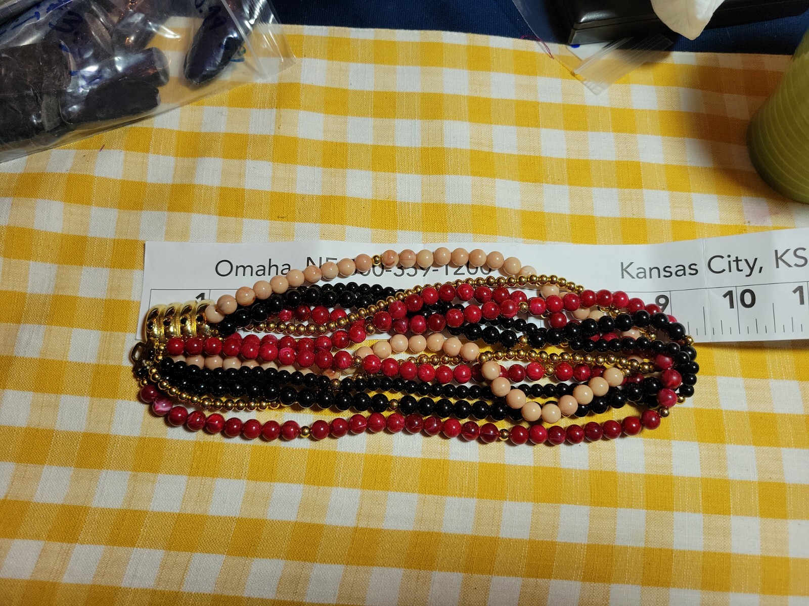 Vintage Gay Boyer Multi Strand Bead Costume Necklace