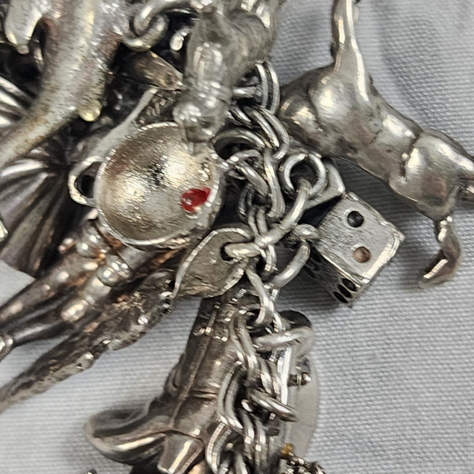 VTG Charm Bracelet 50+ Charms Sterling + Mixed Metals Movable Parts Estate Sale