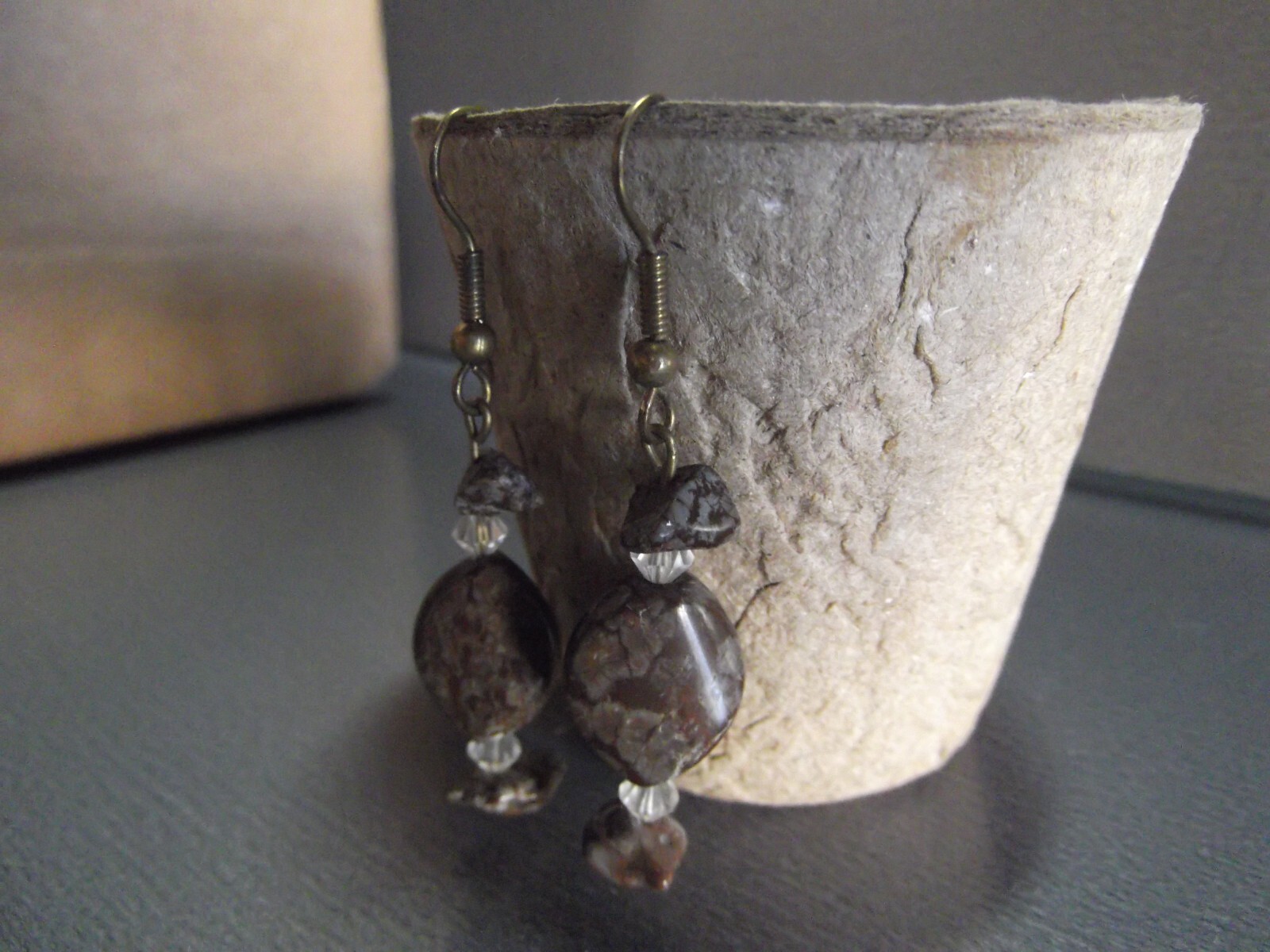 1 Pair Old 1″in Rock Different Shapes of Brown Rock Dangler