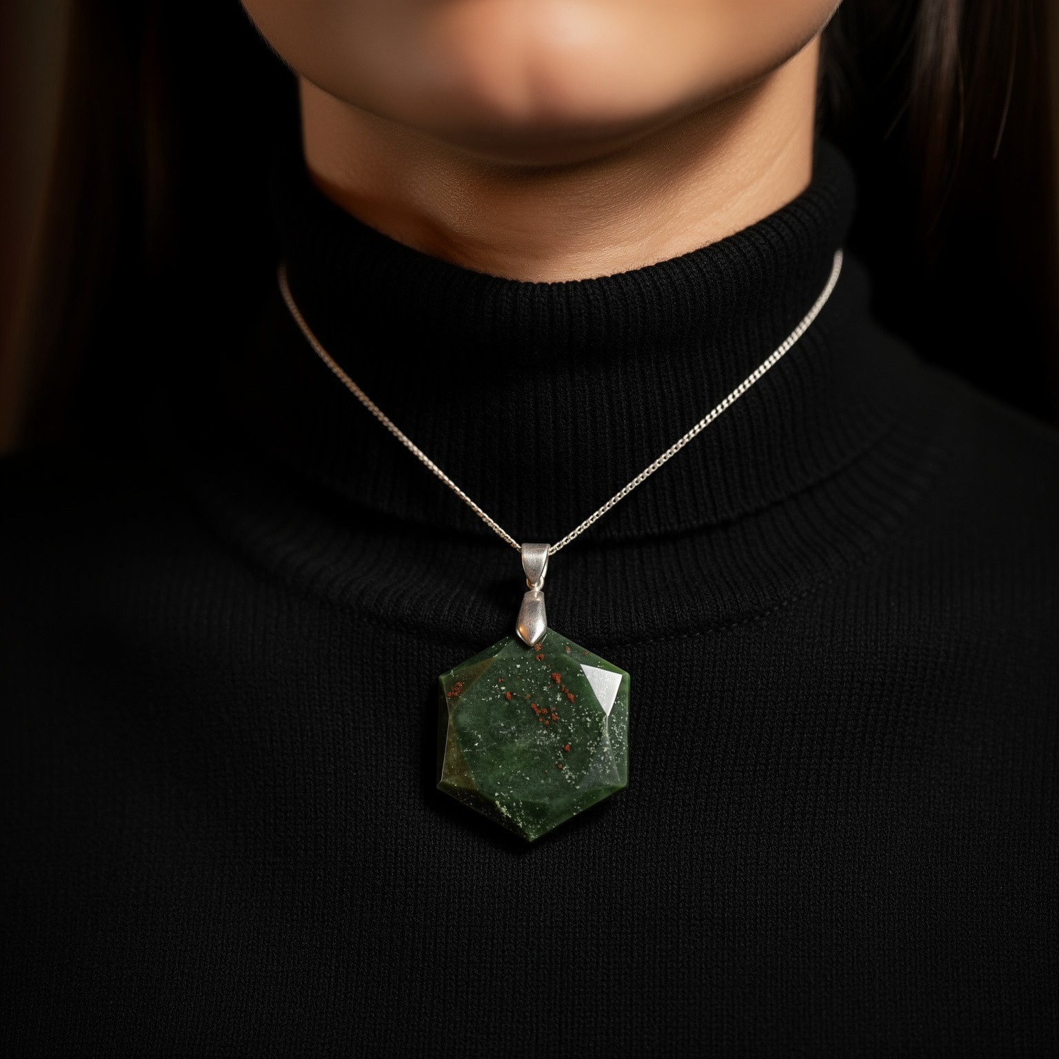 Bloodstone Hexagon Certified Pendant Necklace | Handmade Healing Crystal Jewelry
