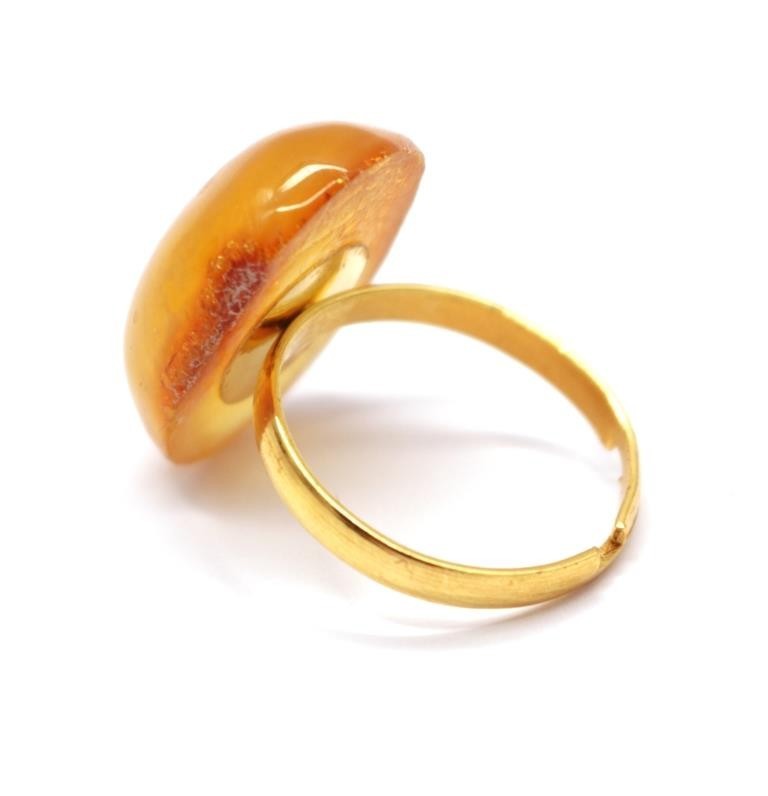 Soviet-era USSR Ring Golden Color With Honey Color Baltic Amber 92