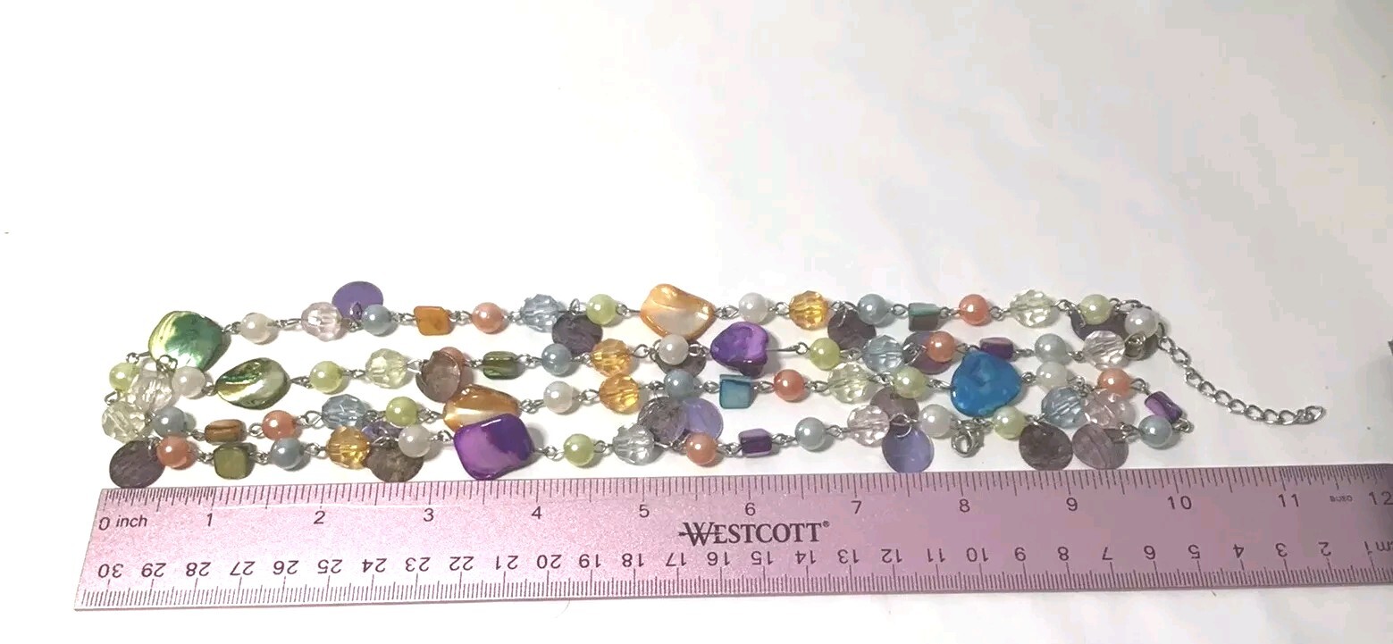 Mother Of Pearl Necklace Double or Single Strand Multi Color Pastels Vintage