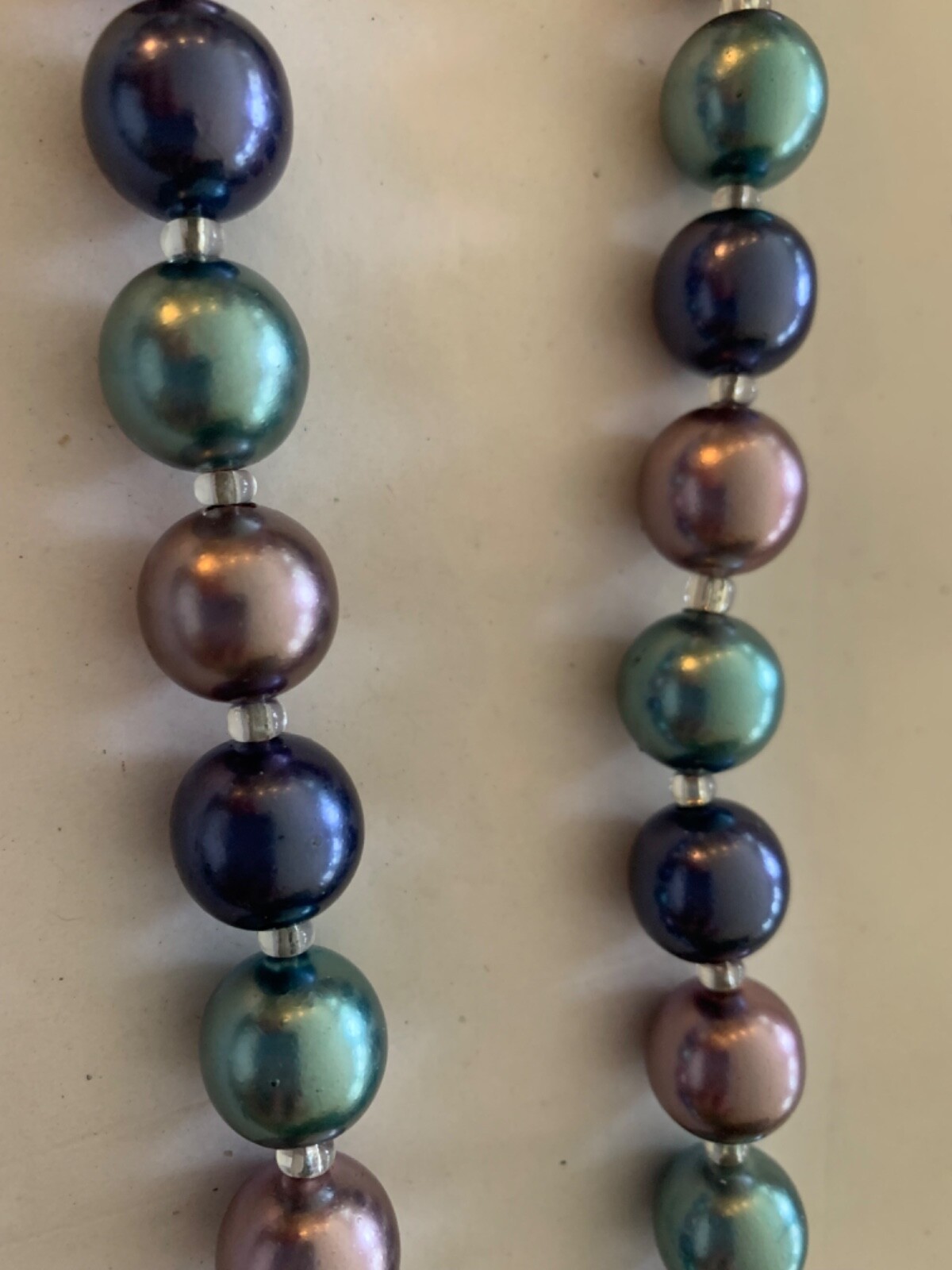 VINTAGE JOAN RIVERS Multi-Color Pastel Pearl Bead Strand Long Necklace