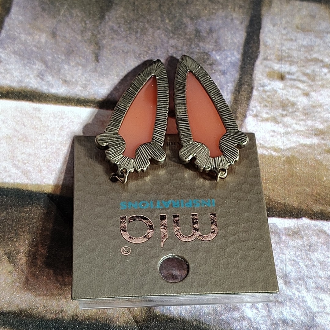Vintage Dangle Earrings Orange Statement Boho Modernist Funky By Kim Min Sun