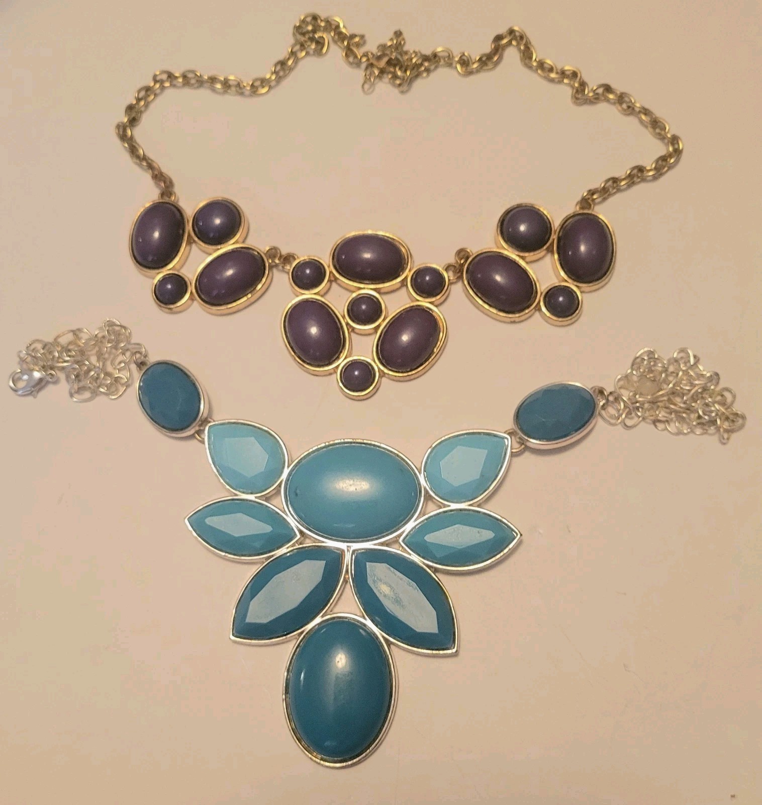 2 Necklace Avon Aqua 23″ and Julie Vos Purple 21″ Spring Easter Summer Causal