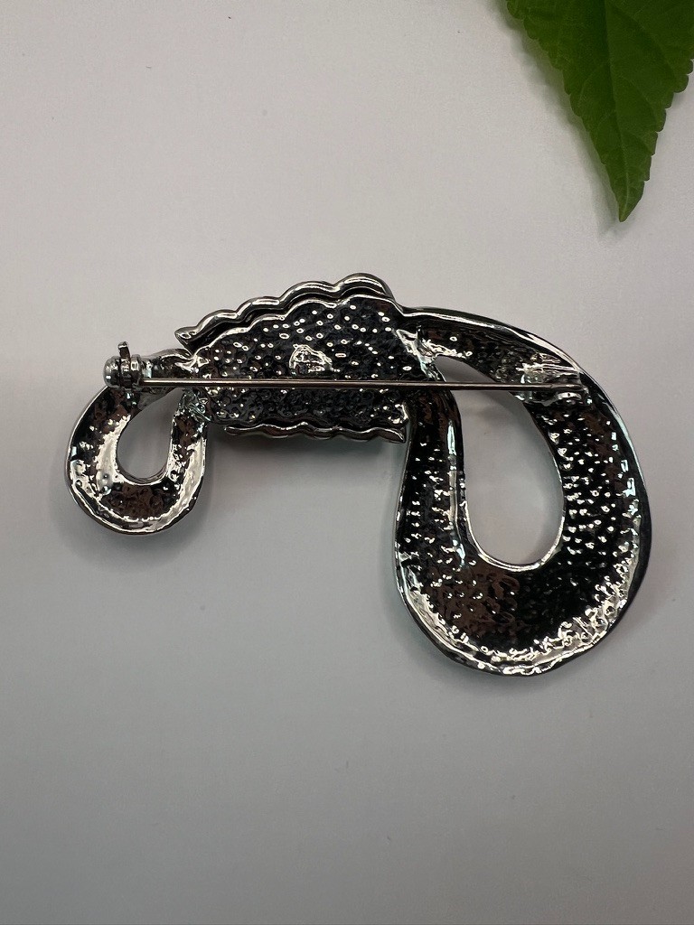 Vintage Modernist Silver Rope Knot Brooch Sculptural Statement Pin 1980s 1990s