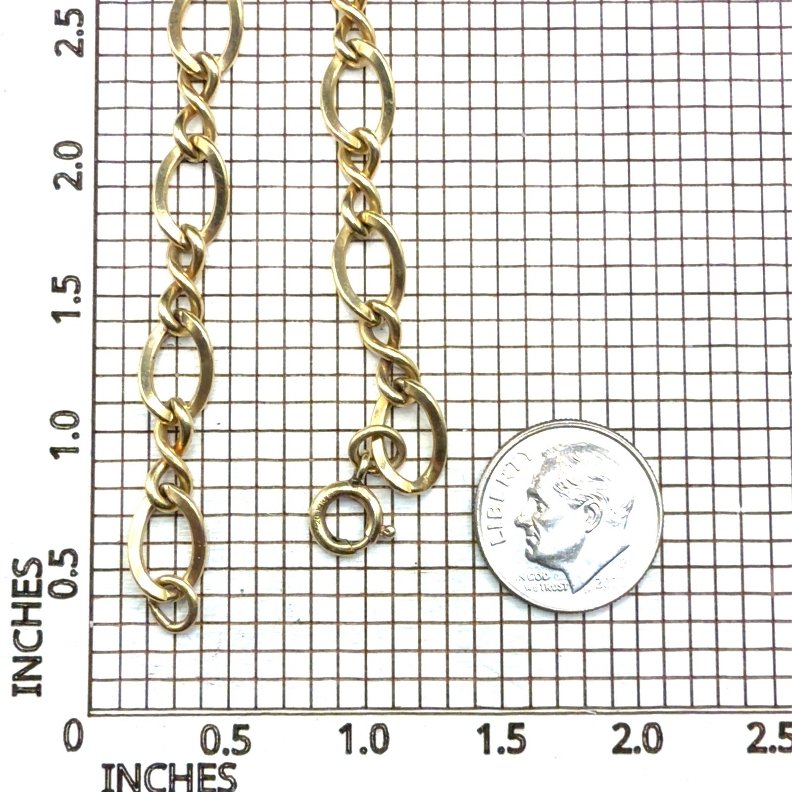 Vintage 12K Gold Filled Open Oval Link Bracelet, 6.5 Grams