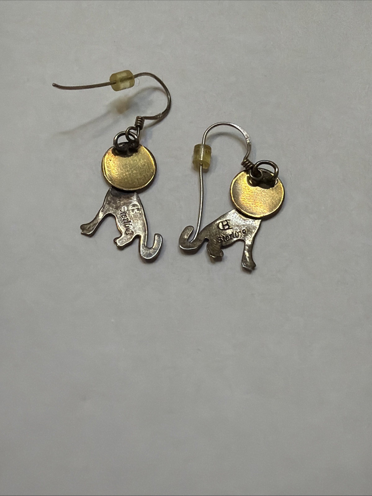 Signed Ben Chavez Native Sterling Silver Howling Wolf Coyote Earrings Vintage
