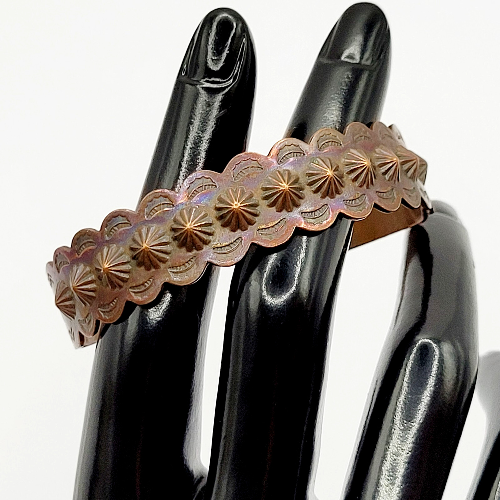 Copper Southwestern Concho Repousse Arrow Engraved Design SMALL Cuff Bracelet