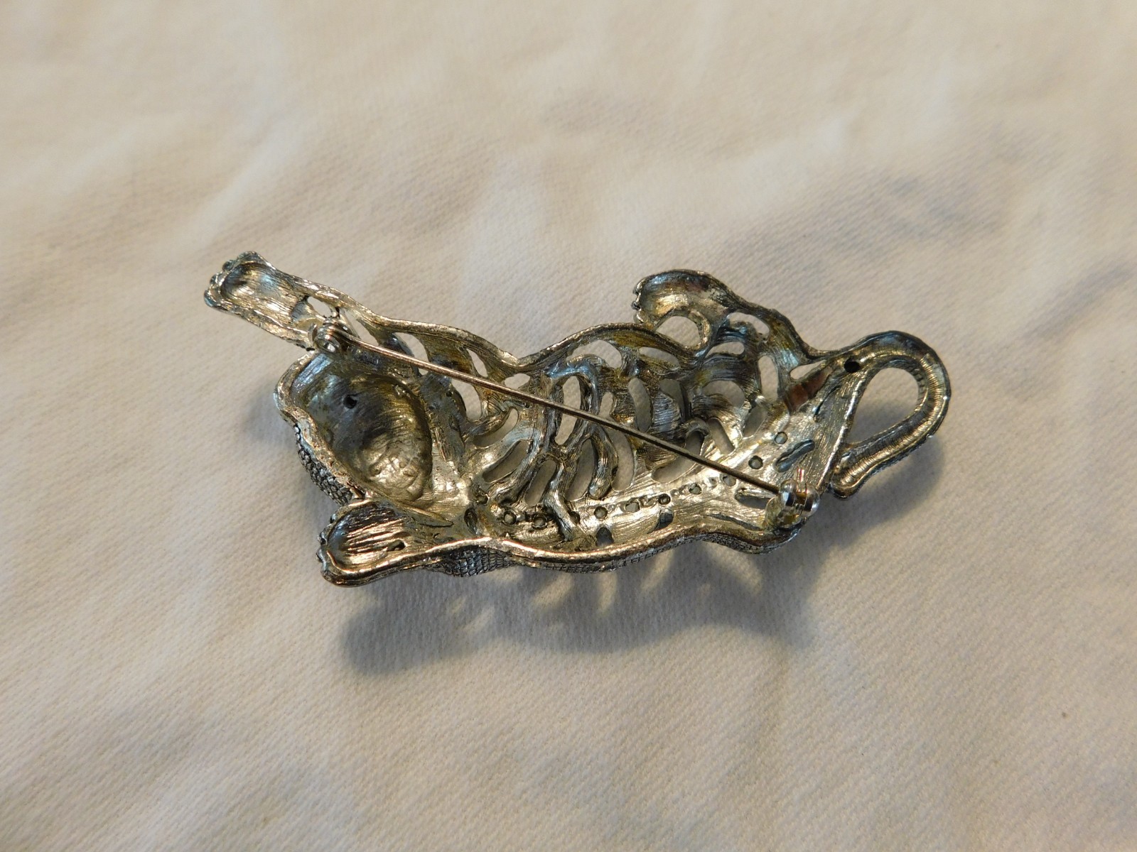 Tiger Panther Brooch Aurora Borealis Crystal Rhinestones Vintage Pin