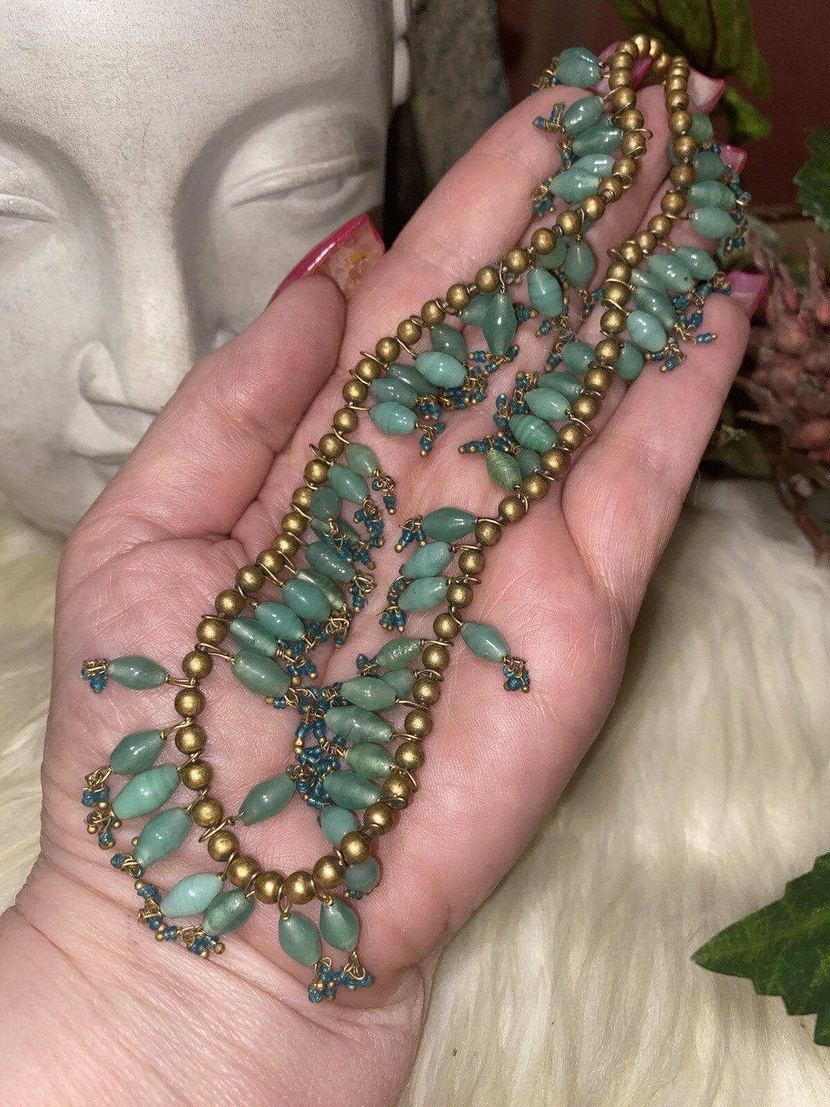 Louis Rousselet Confirmed Deco Art Nouveau Influence Glass Necklace!! B1