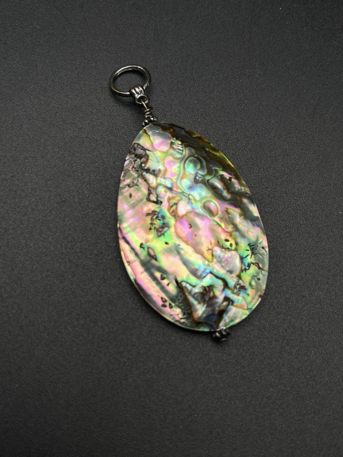 🔥 Vintage Teardrop Abalone Shell Pendant NOS Iridescent